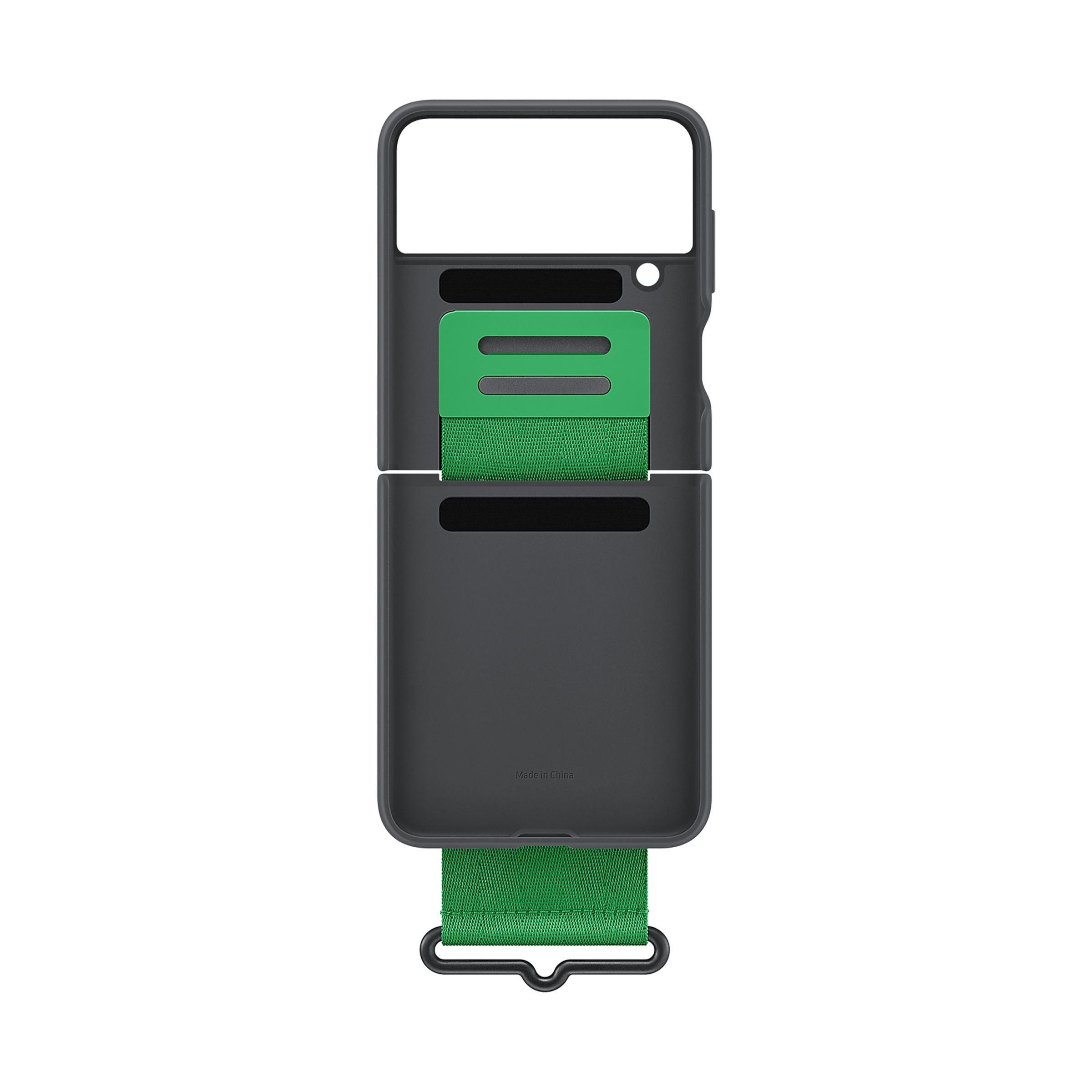 SAMSUNG Soft Silicone Back Cover for SAMSUNG Galaxy Z Flip4 (Carrying with Strap, Black)_3