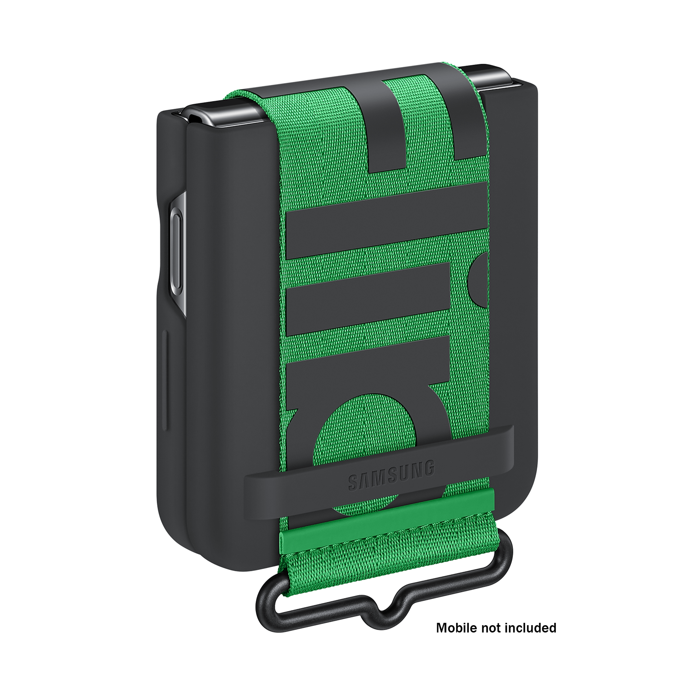 SAMSUNG Soft Silicone Back Cover for SAMSUNG Galaxy Z Flip4 (Carrying with Strap, Black)_4