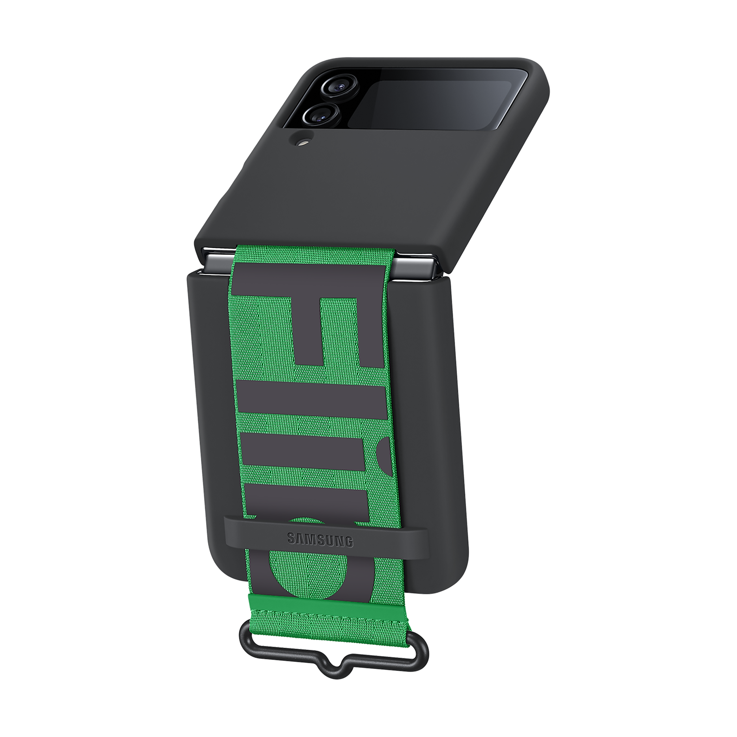 SAMSUNG Soft Silicone Back Cover for SAMSUNG Galaxy Z Flip4 (Carrying with Strap, Black)_5