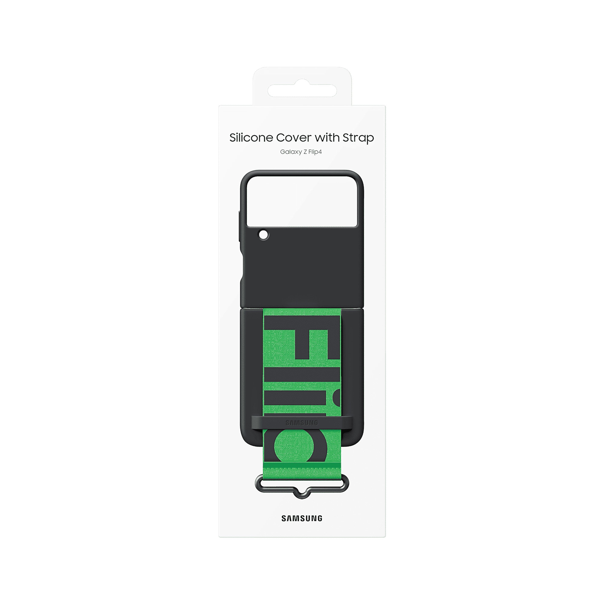 SAMSUNG Soft Silicone Back Cover for SAMSUNG Galaxy Z Flip4 (Carrying with Strap, Black)_6