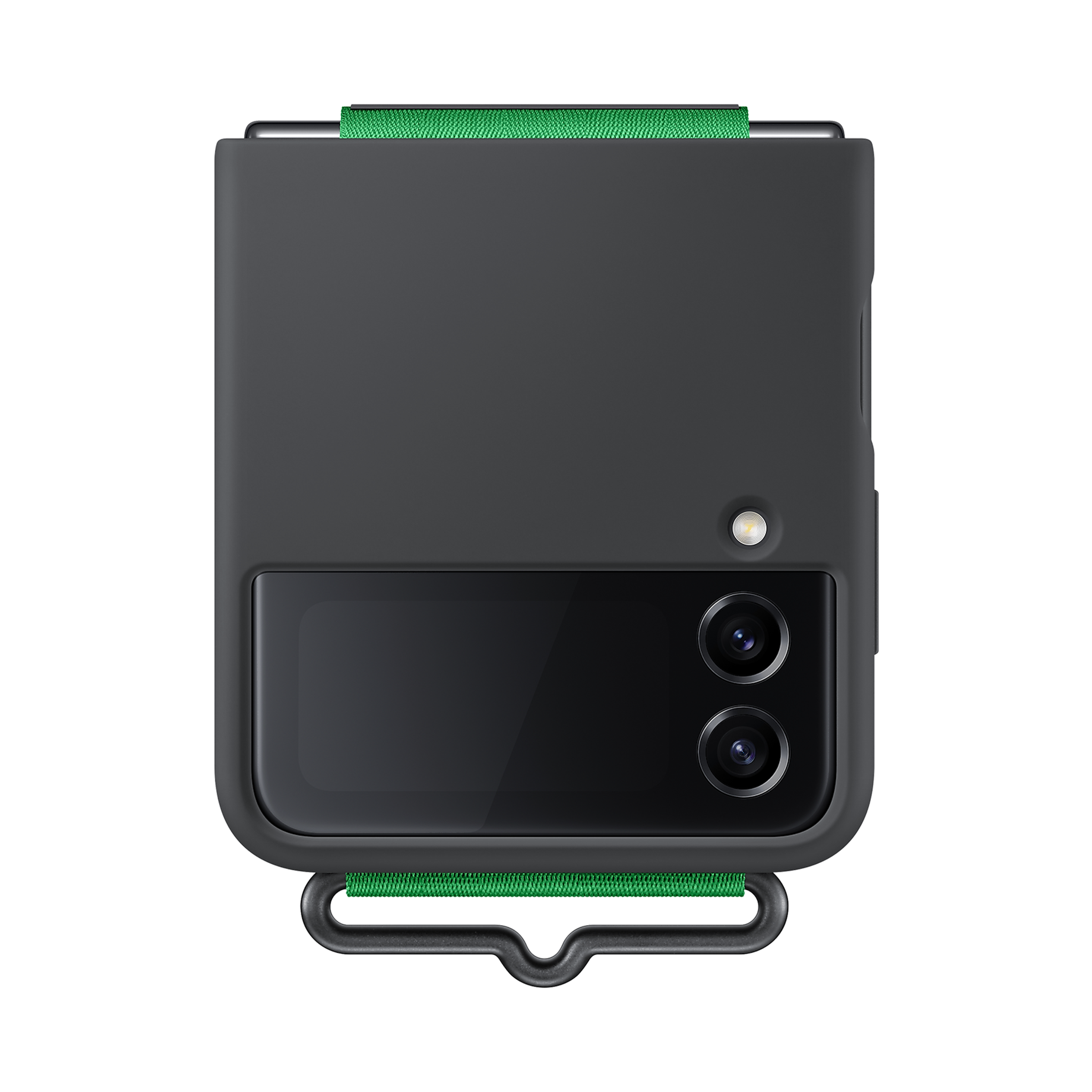 SAMSUNG Soft Silicone Back Cover for SAMSUNG Galaxy Z Flip4 (Carrying with Strap, Black)_7