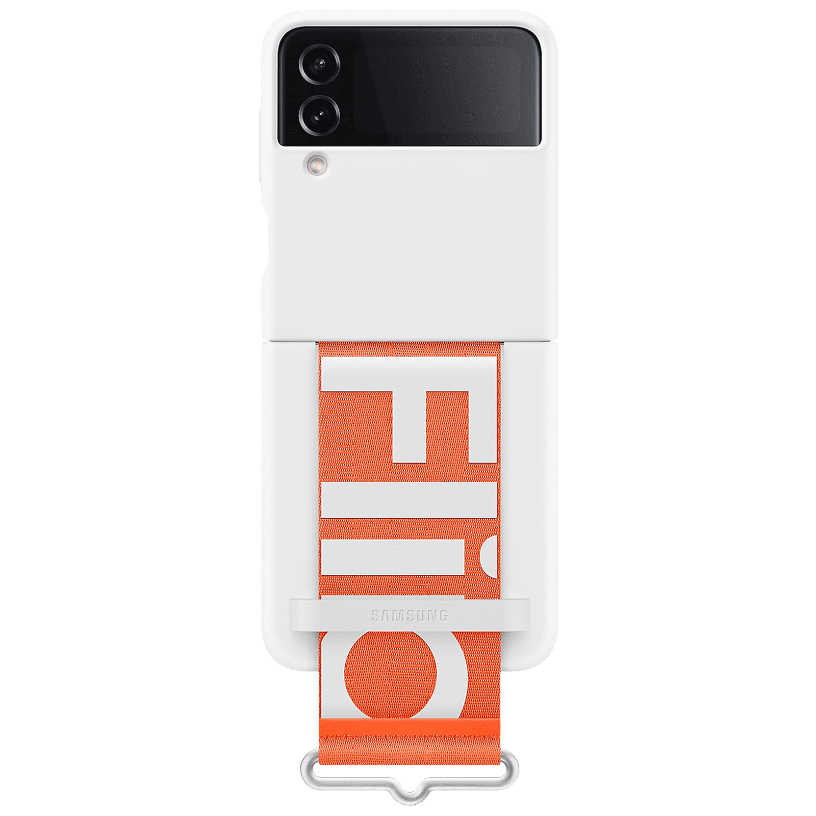 SAMSUNG Soft Silicone Back Cover for SAMSUNG Galaxy Z Flip4 (Carrying with Strap, White)_1