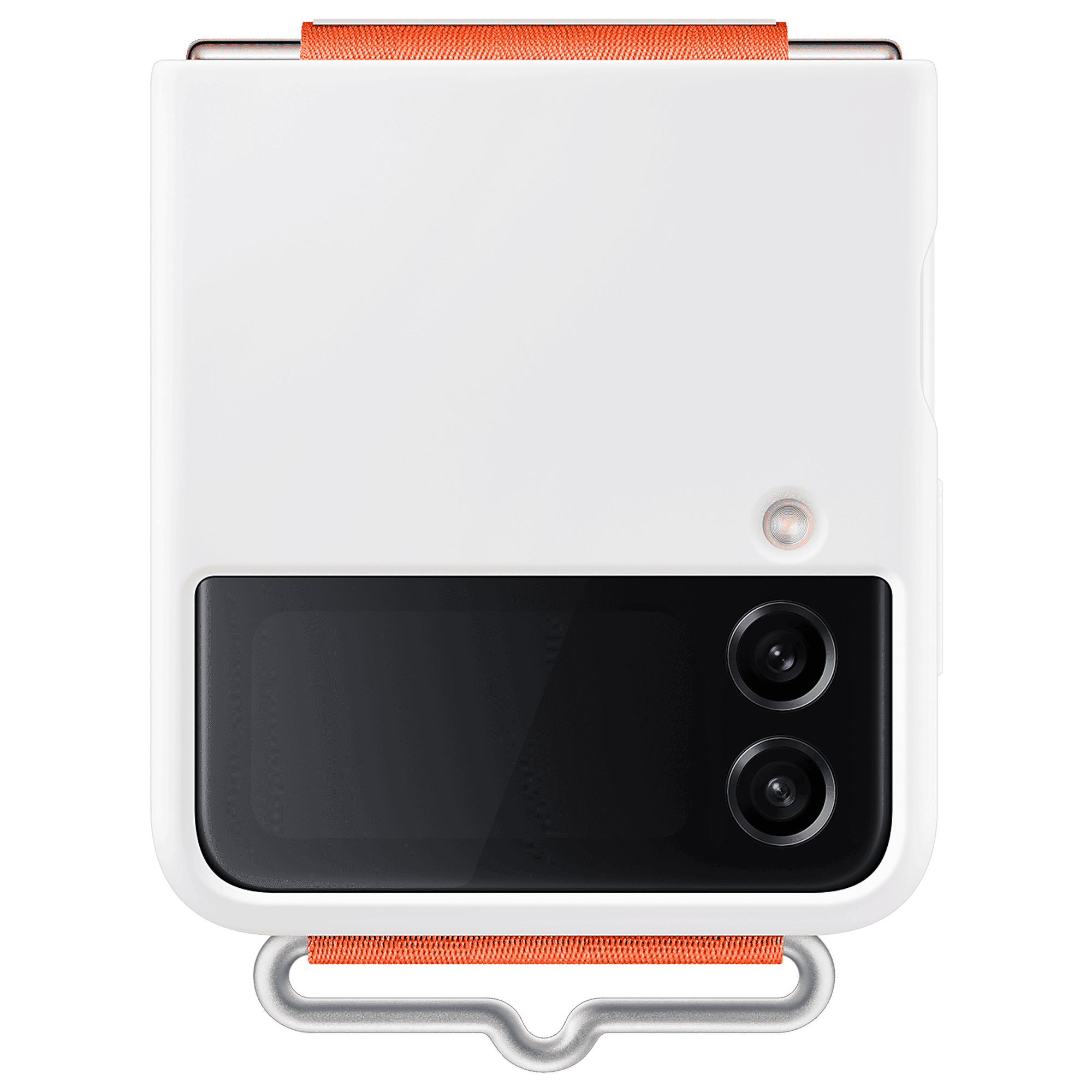 SAMSUNG Soft Silicone Back Cover for SAMSUNG Galaxy Z Flip4 (Carrying with Strap, White)_5