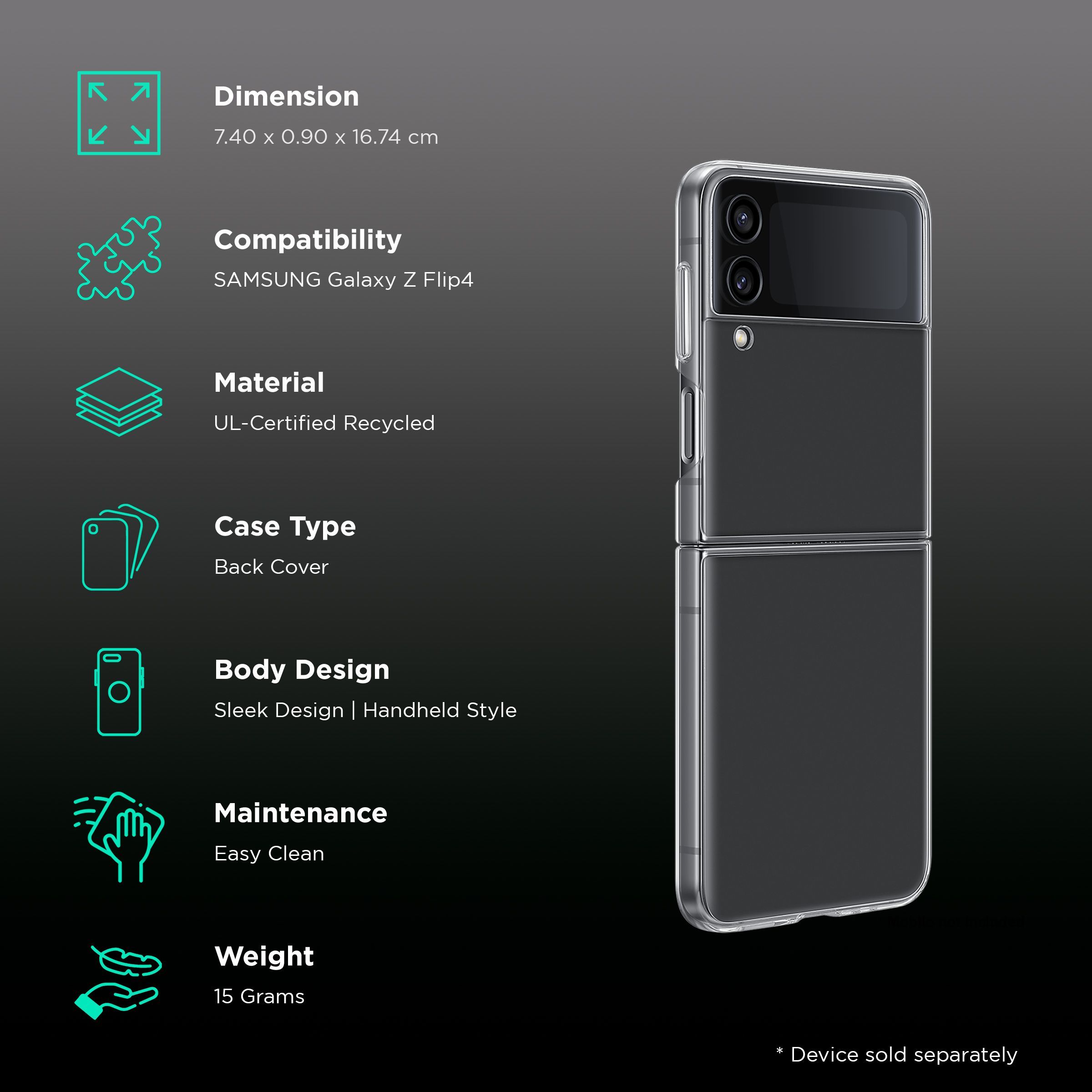 SAMSUNG UL-Certified Recycled Back Cover for SAMSUNG Galaxy Z Flip4 (Ultra Thin Profile, Transparent)_2