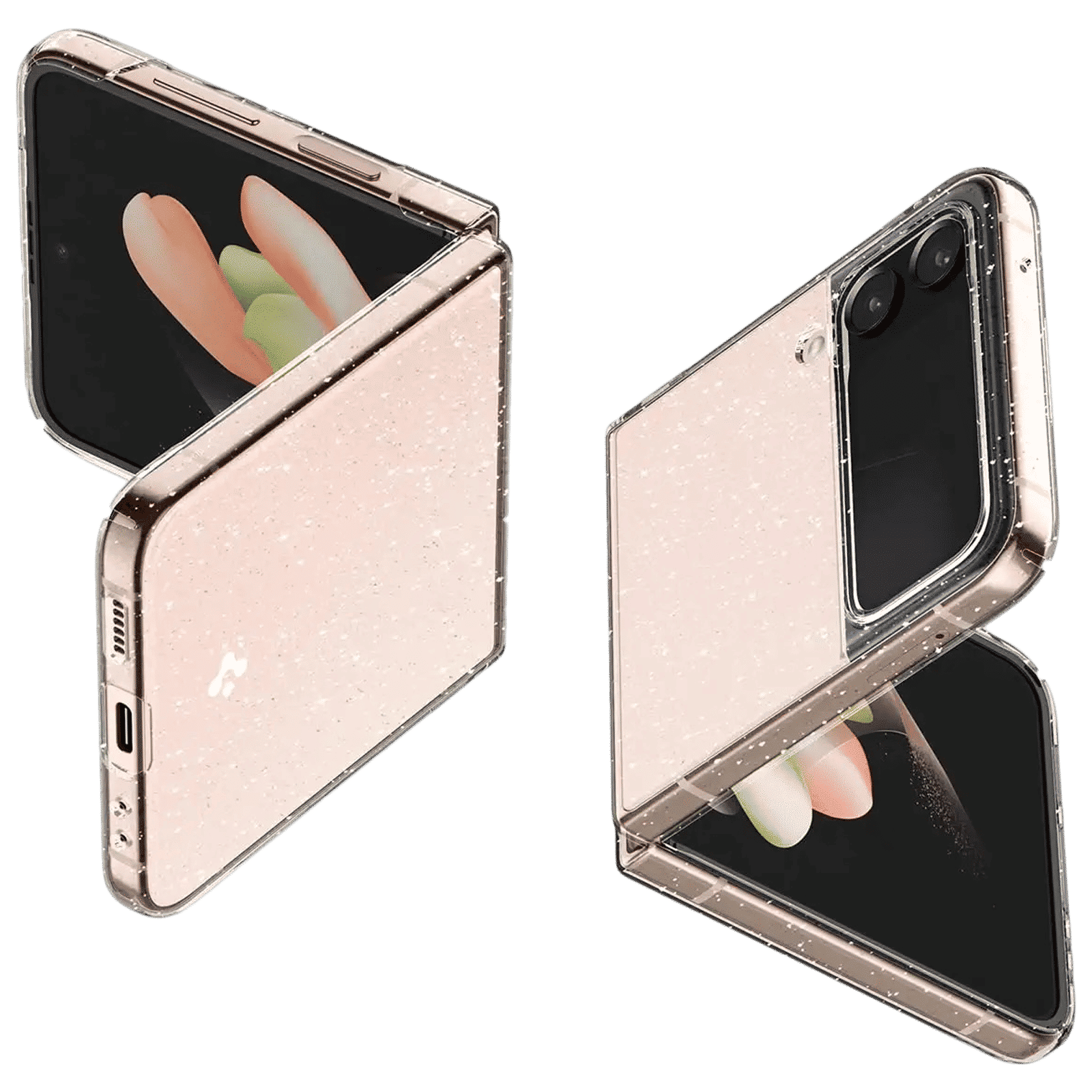 Spigen ?Air Skin Glitter Polycarbonate & Urethane Back Cover for SAMSUNG Galaxy Z Flip4 (Supports Wireless Charging, Crystal Quartz)_1