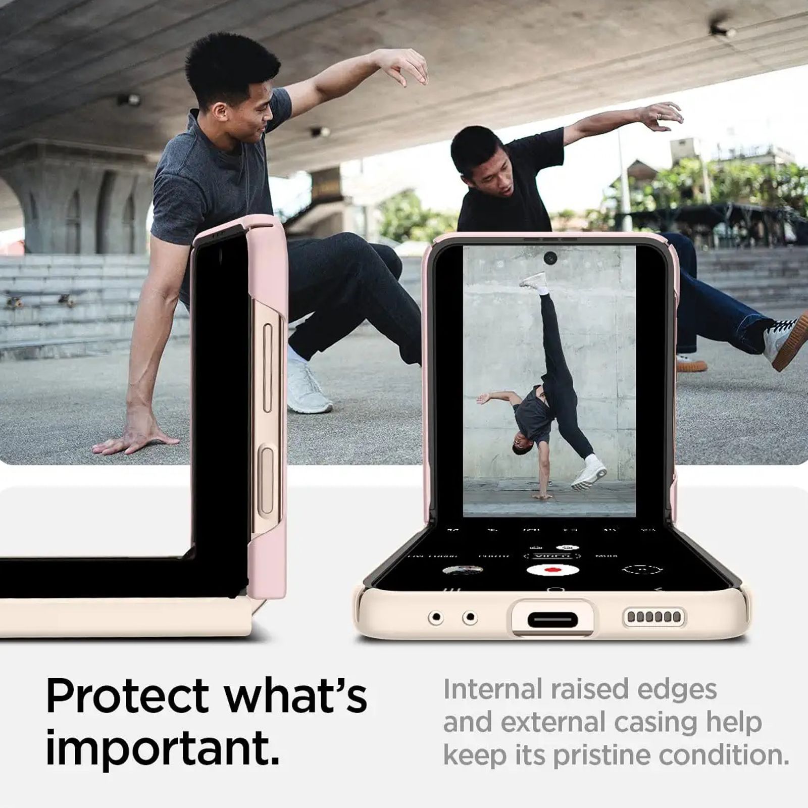 Spigen Air Skin Polycarbonate & Urethane Back Cover for SAMSUNG Galaxy Z Flip4 (Supports Wireless Charging, Cotton Pink)_14