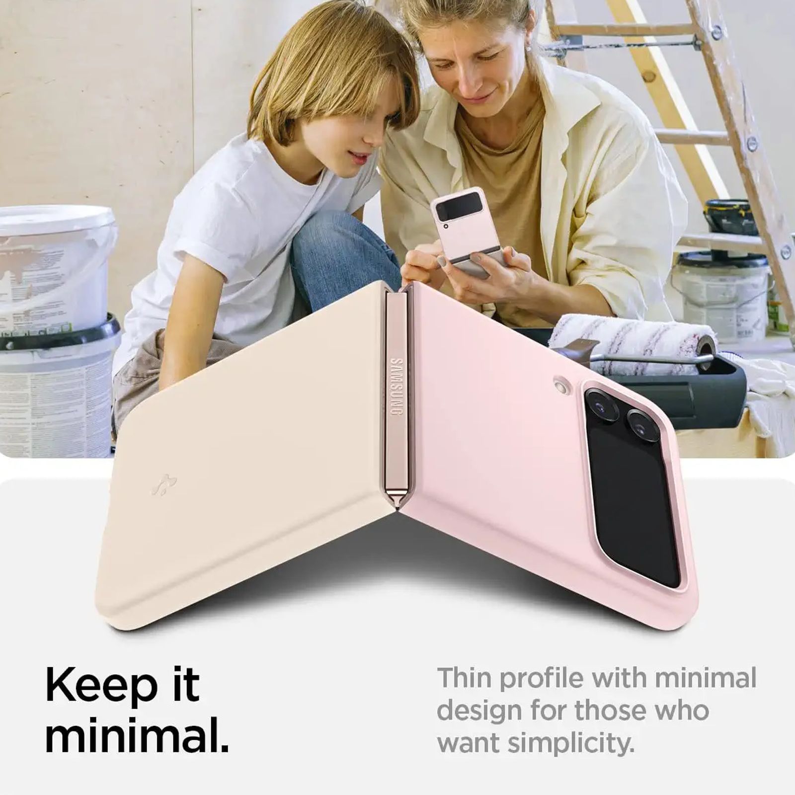 Spigen Air Skin Polycarbonate & Urethane Back Cover for SAMSUNG Galaxy Z Flip4 (Supports Wireless Charging, Cotton Pink)_15