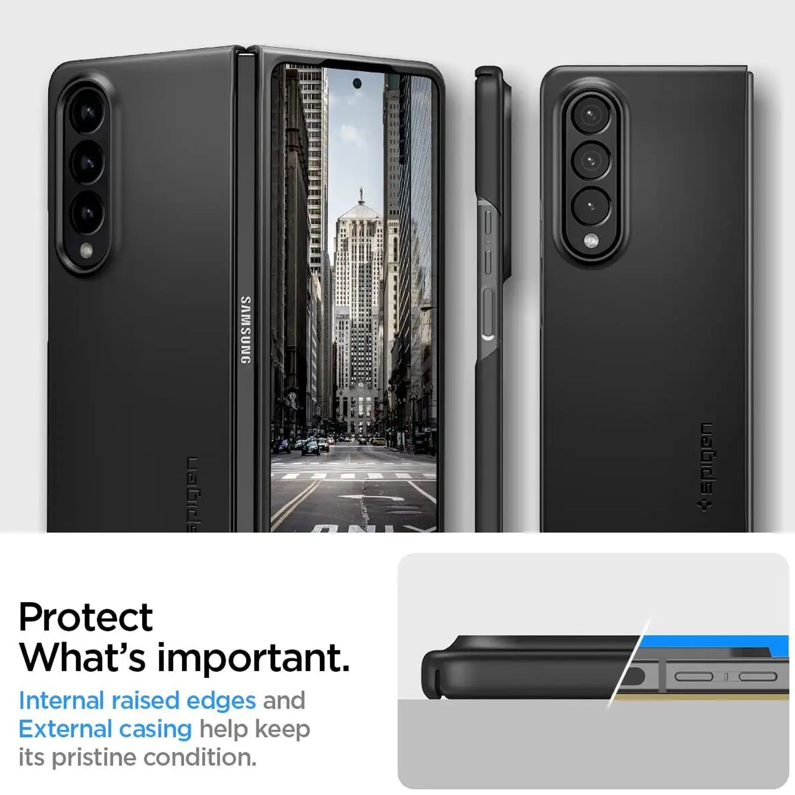 Spigen Air Skin Polycarbonate & Urethane Back Cover for SAMSUNG Galaxy Z Fold4 (Supports Wireless Charging, Black)_10
