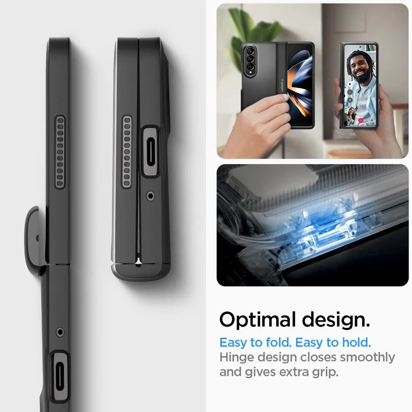 Spigen Slim Armor Pro Polycarbonate & TPU & Impact Foam Back Cover for SAMSUNG Galaxy Z Fold4 (Supports Wireless Charging, Black)_17