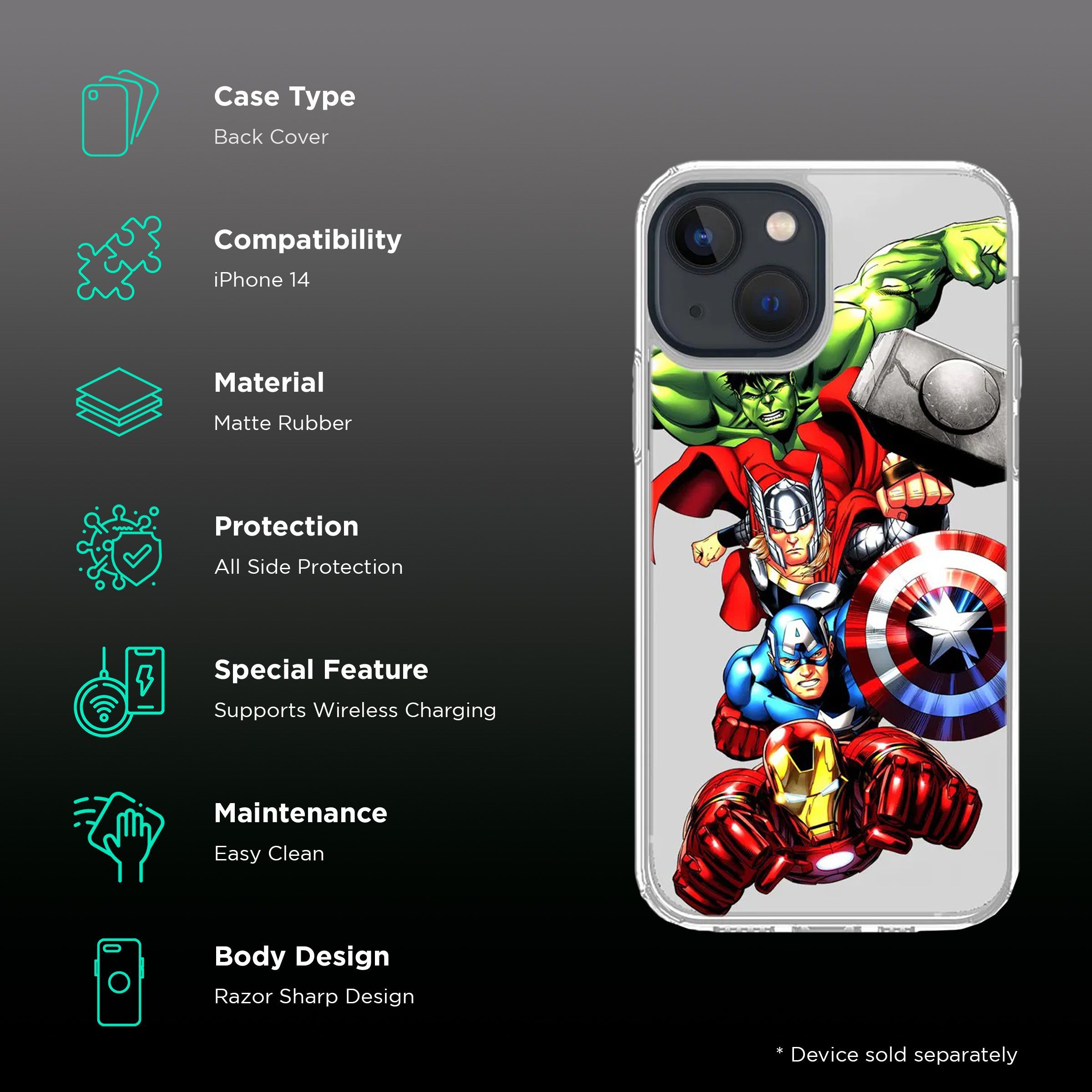 Macmerise Avengers Fury Matte Rubber Back Cover for Apple iPhone 14 (Supports Wireless Charging, Multi Color) Macmerise Avengers Fury Matte Rubber Back Cover for Apple iPhone 14 (Supports Wireless Charging, Multi Color)_2