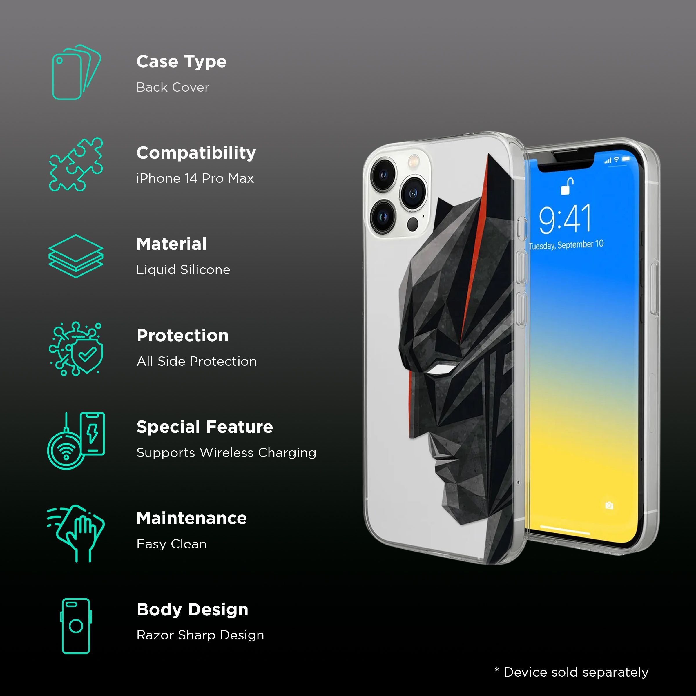 Macmerise Batman Geometric Liquid Silicone Back Cover for Apple iPhone 14 Pro Max (Supports Wireless Charging, Multi Color) Macmerise Batman Geometric Liquid Silicone Back Cover for Apple iPhone 14 Pro Max (Supports Wireless Charging, Multi Color)_2