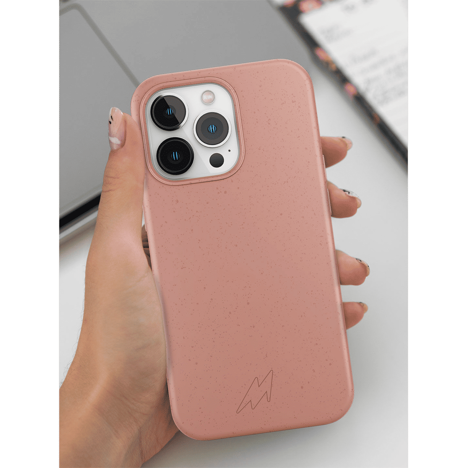 Macmerise Eco-ver Soft Bamboo & Starch Based Material Back Cover for Apple iPhone 14 Pro Max (Supports Wireless Charging, Blush Pink)_5