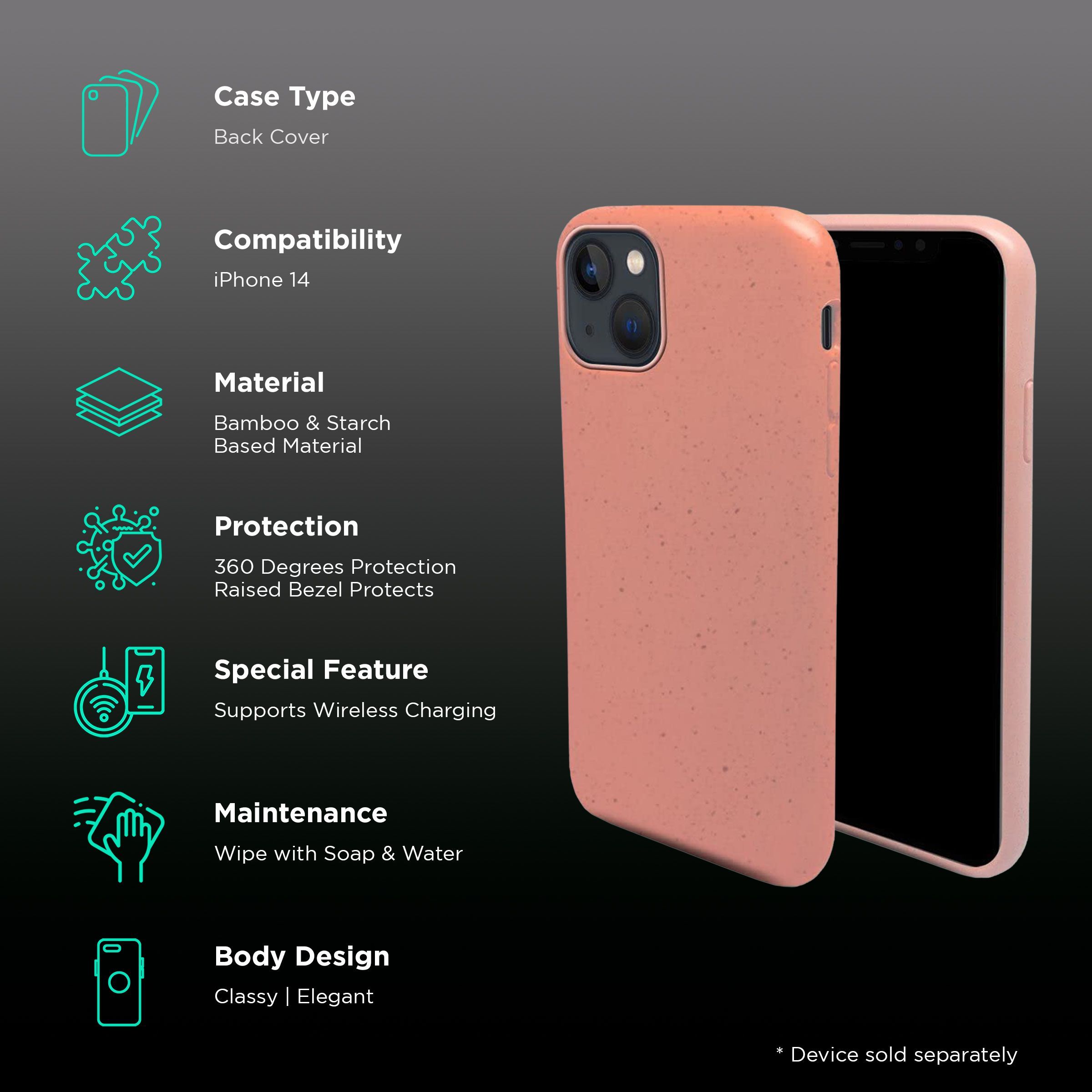 Macmerise Eco-ver Soft Bamboo & Starch Based Material Back Cover for Apple iPhone 14 (Supports Wireless Charging, Blush Pink) Macmerise Eco-ver Soft Bamboo & Starch Based Material Back Cover for Apple iPhone 14 (Supports Wireless Charging, Blush Pink)_2