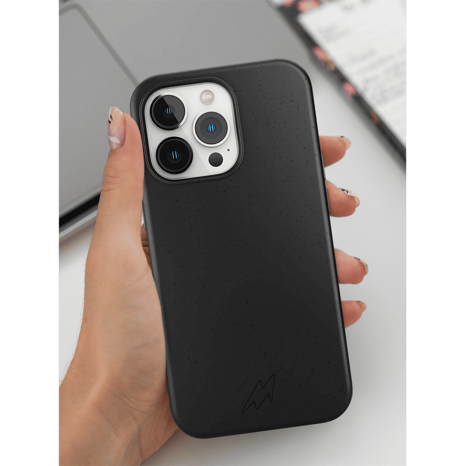 Macmerise Eco-ver Soft Bamboo & Starch Based Material Back Cover for Apple iPhone 14 Plus (Supports Wireless Charging, Bold Black)_4