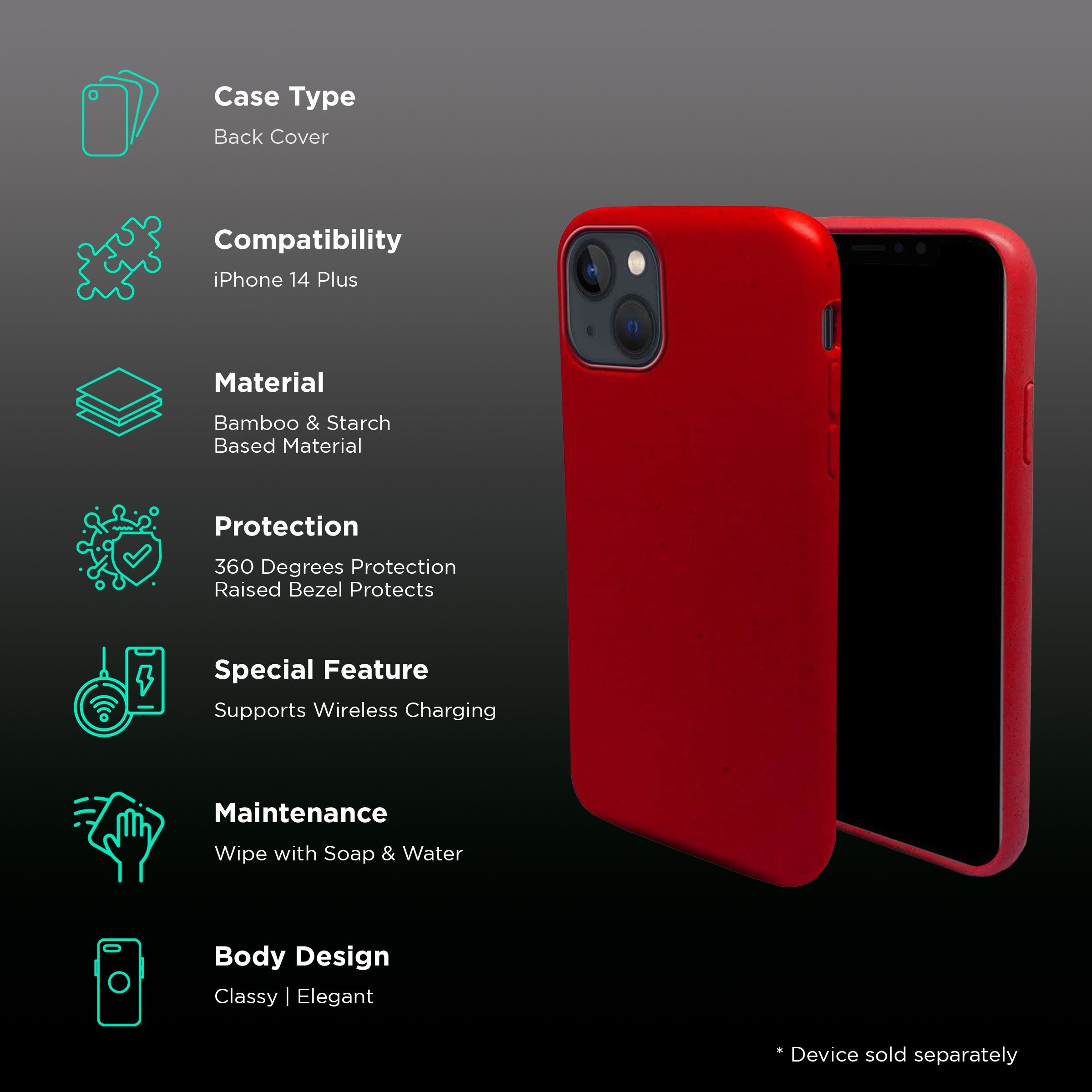 Macmerise Eco-ver Soft Bamboo & Starch Based Material Back Cover for Apple iPhone 14 Plus (Supports Wireless Charging, Crimson Red) Macmerise Eco-ver Soft Bamboo & Starch Based Material Back Cover for Apple iPhone 14 Plus (Supports Wireless Charging, Crimson Red)_2