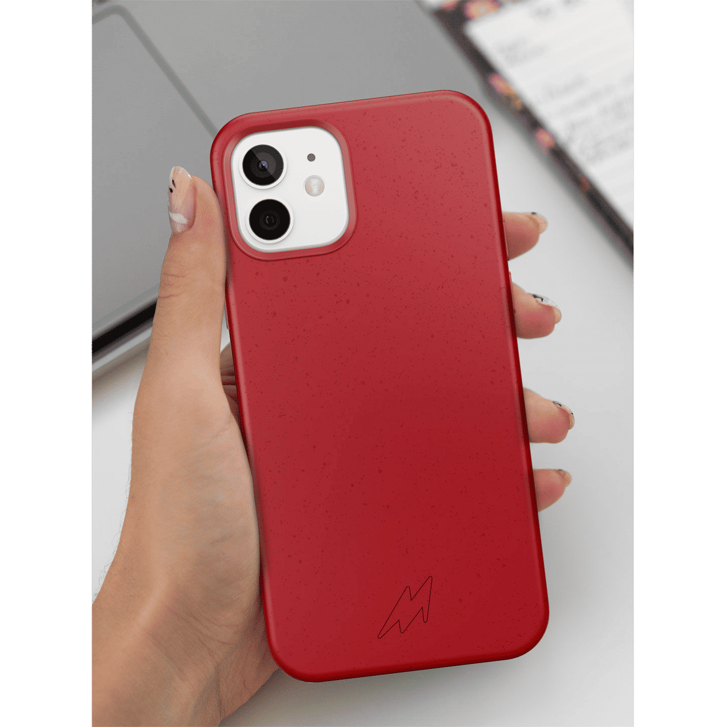 Macmerise Eco-ver Soft Bamboo & Starch Based Material Back Cover for Apple iPhone 14 (Supports Wireless Charging, Crimson Red)_5