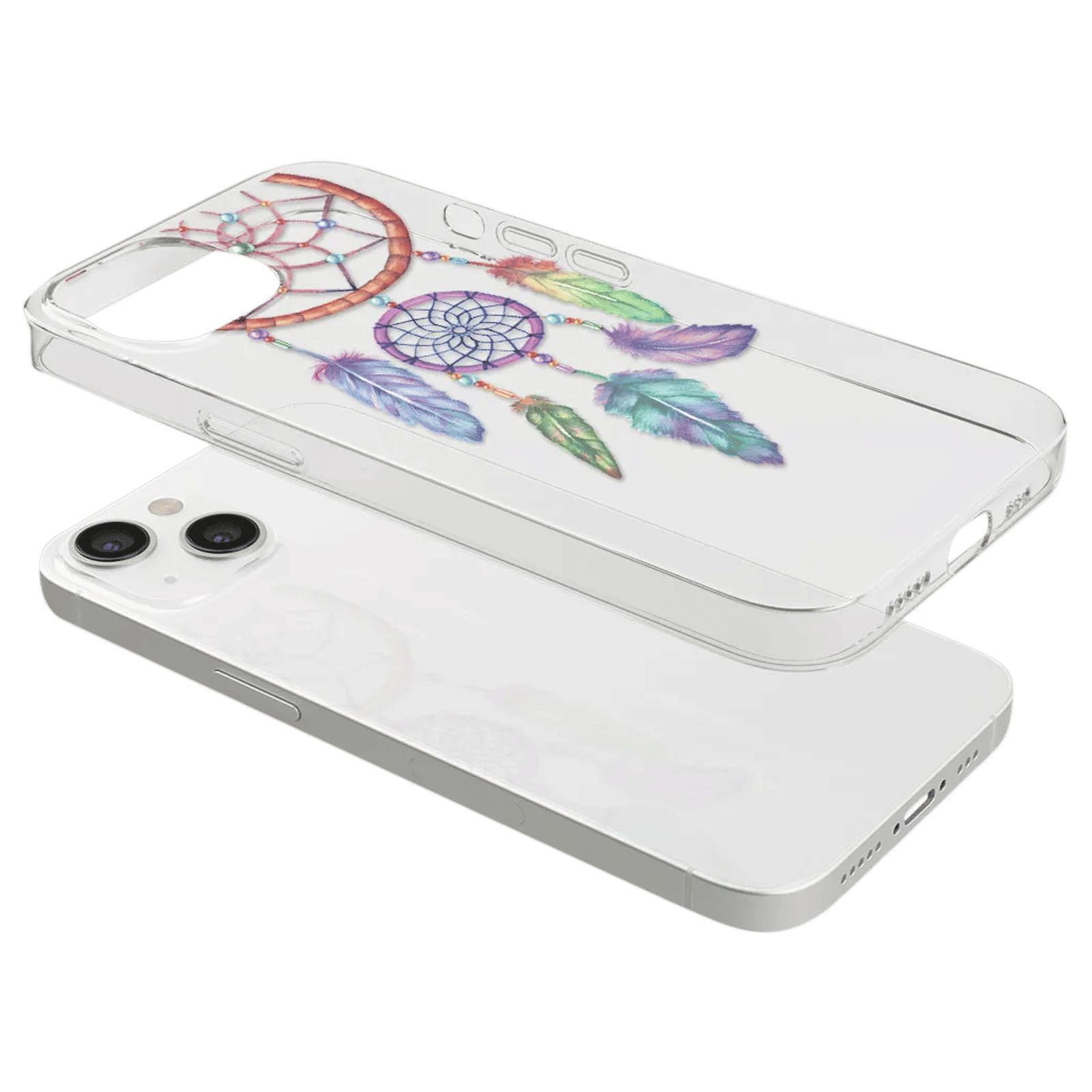 Macmerise Dream Catcher Feathers Liquid Silicone Back Cover for Apple iPhone 14 Plus (Supports Wireless Charging, Multi Color)_8