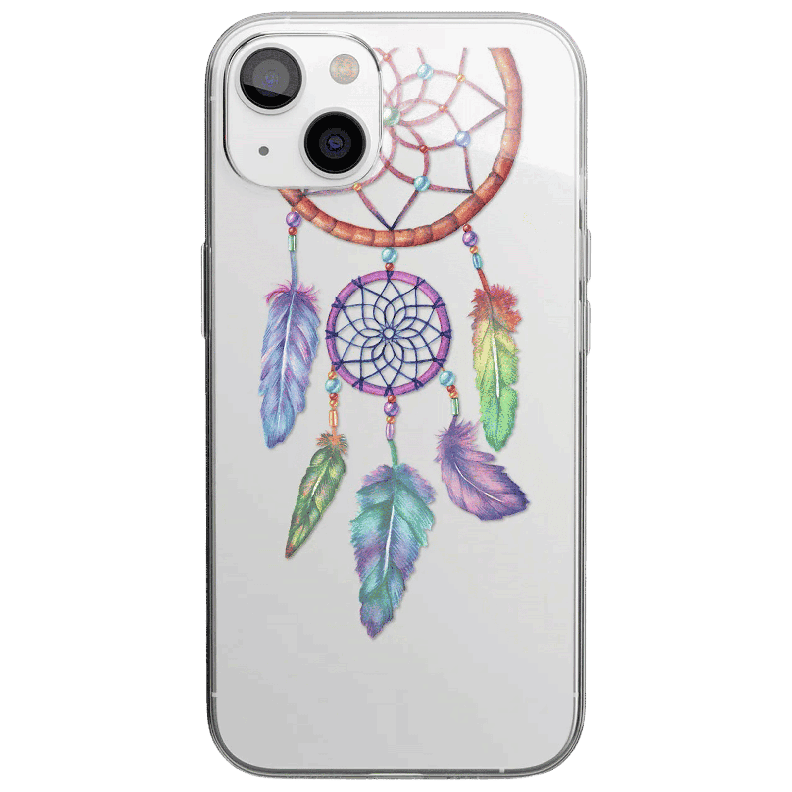 Macmerise Dream Catcher Feathers Liquid Silicone Back Cover for Apple iPhone 14 Plus (Supports Wireless Charging, Multi Color)_3