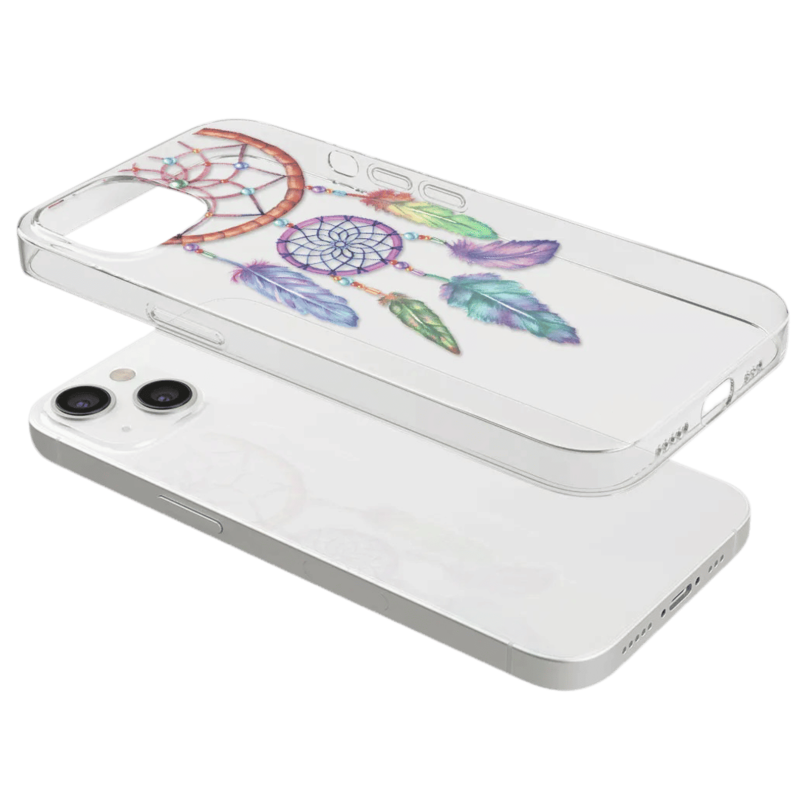 Macmerise Dream Catcher Feathers Liquid Silicone Back Cover for Apple iPhone 14 (Supports Wireless Charging, Multi Color)_8