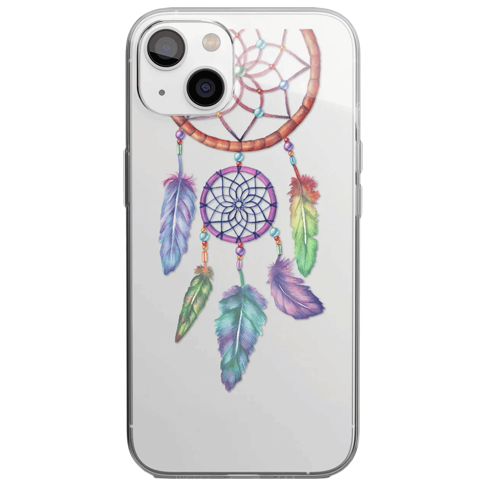 Macmerise Dream Catcher Feathers Liquid Silicone Back Cover for Apple iPhone 14 (Supports Wireless Charging, Multi Color)_3