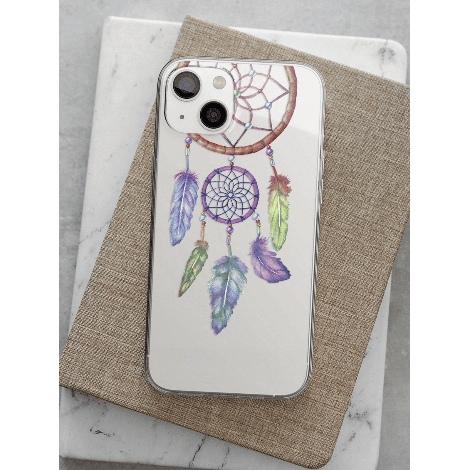 Macmerise Dream Catcher Feathers Liquid Silicone Back Cover for Apple iPhone 14 (Supports Wireless Charging, Multi Color)_4