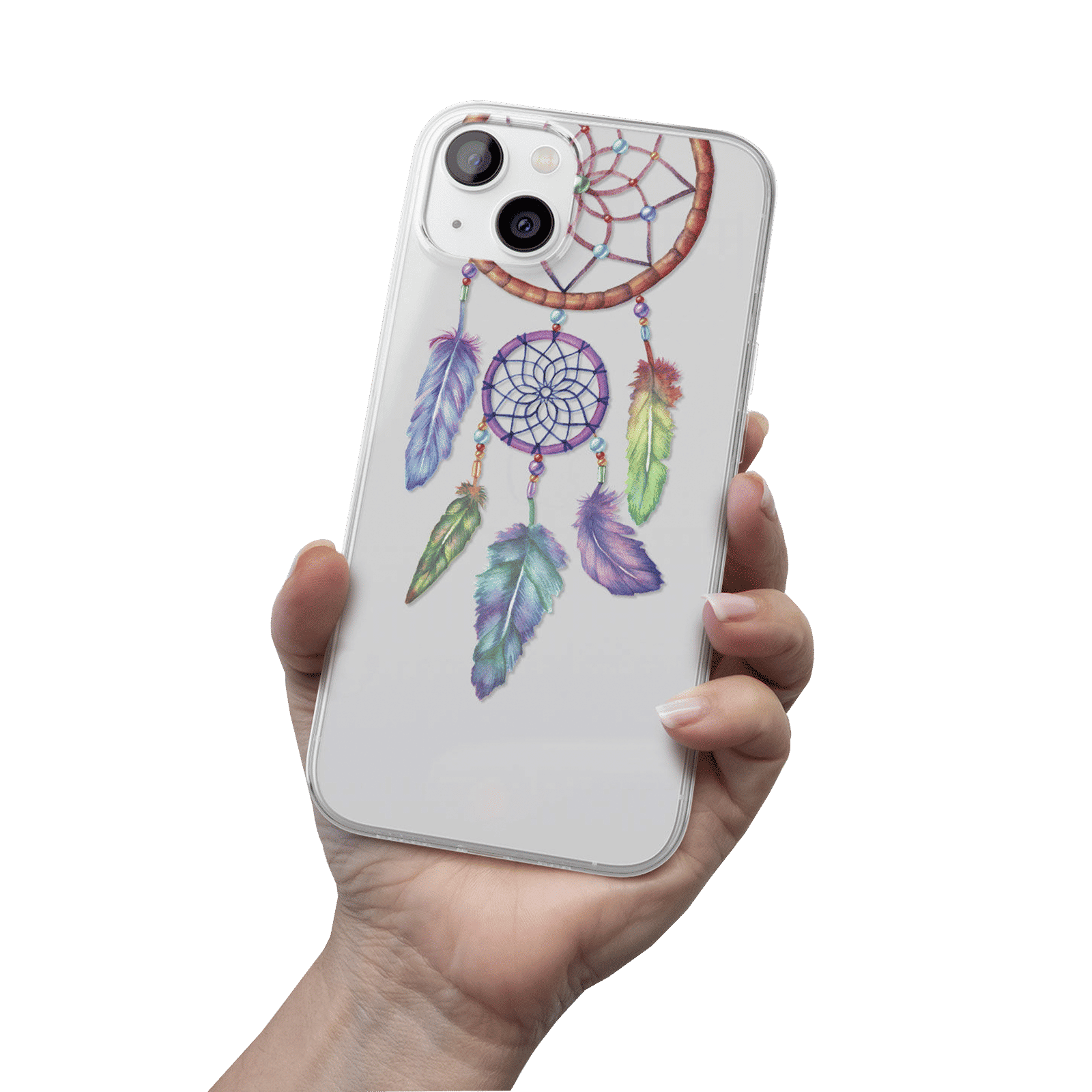 Macmerise Dream Catcher Feathers Liquid Silicone Back Cover for Apple iPhone 14 (Supports Wireless Charging, Multi Color)_6