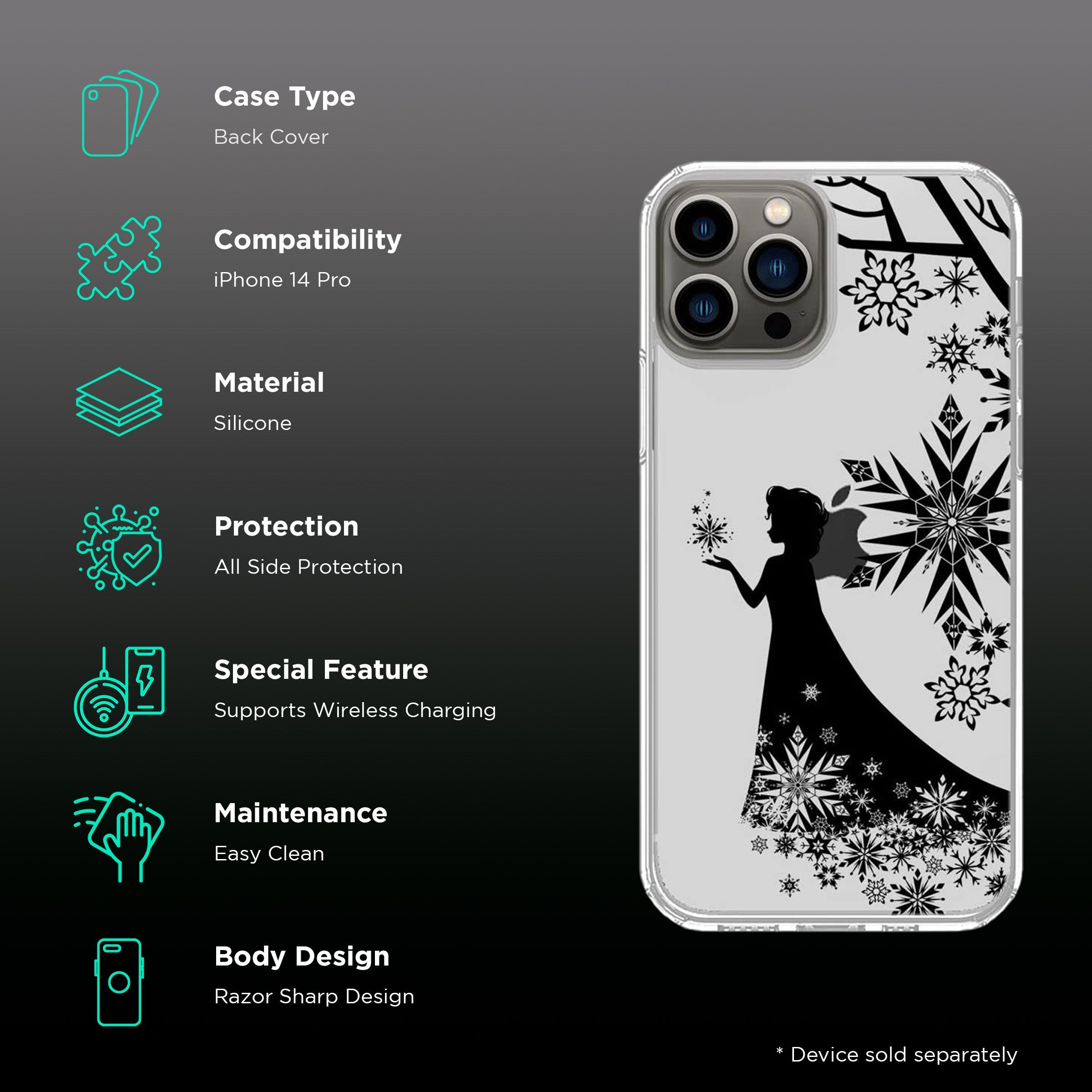 Macmerise Elsa Silhouette Silicone Back Cover for Apple iPhone 14 Pro (Supports Wireless Charging, Multi Color)_2