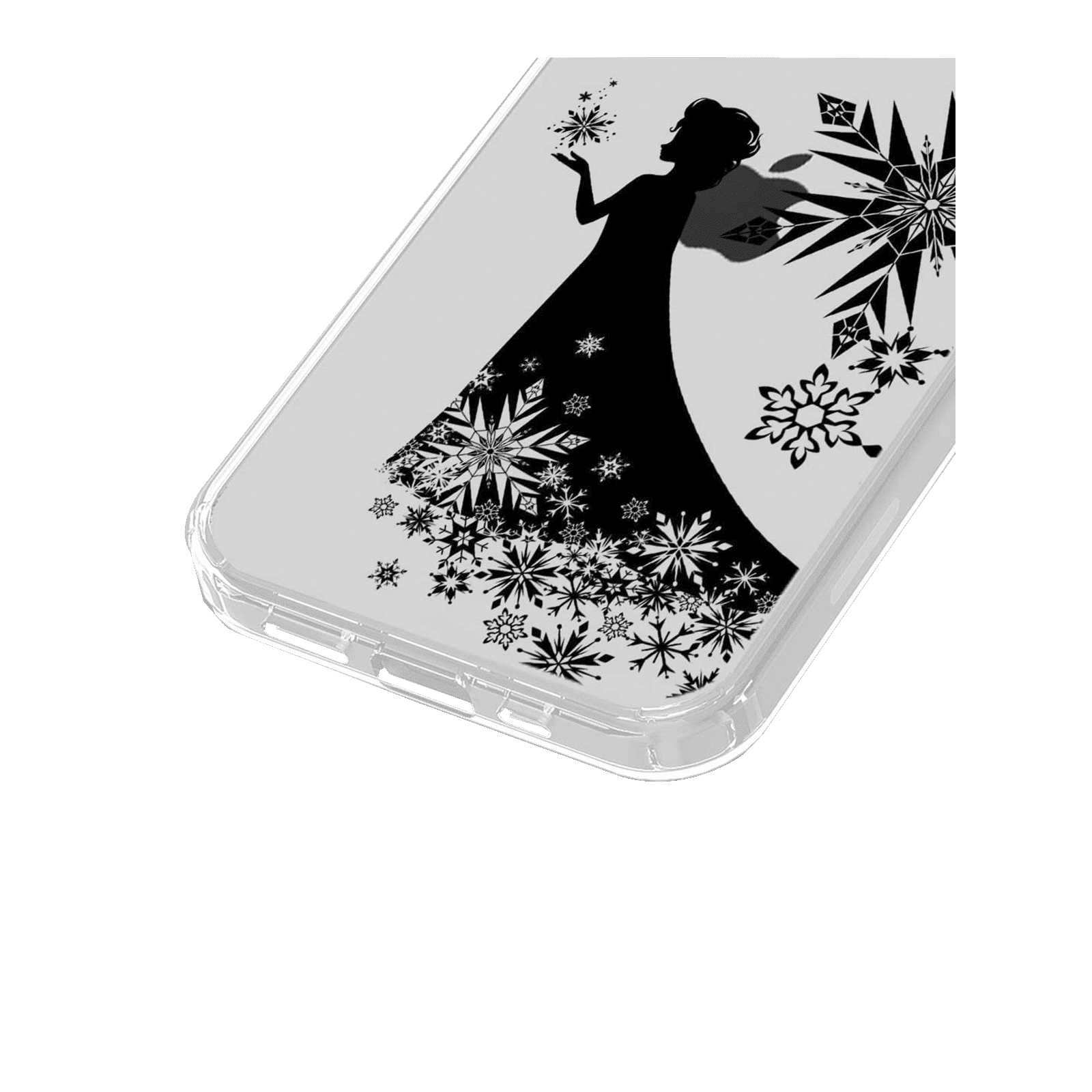 Macmerise Elsa Silhouette Silicone Back Cover for Apple iPhone 14 (Supports Wireless Charging, Clear Black)_8
