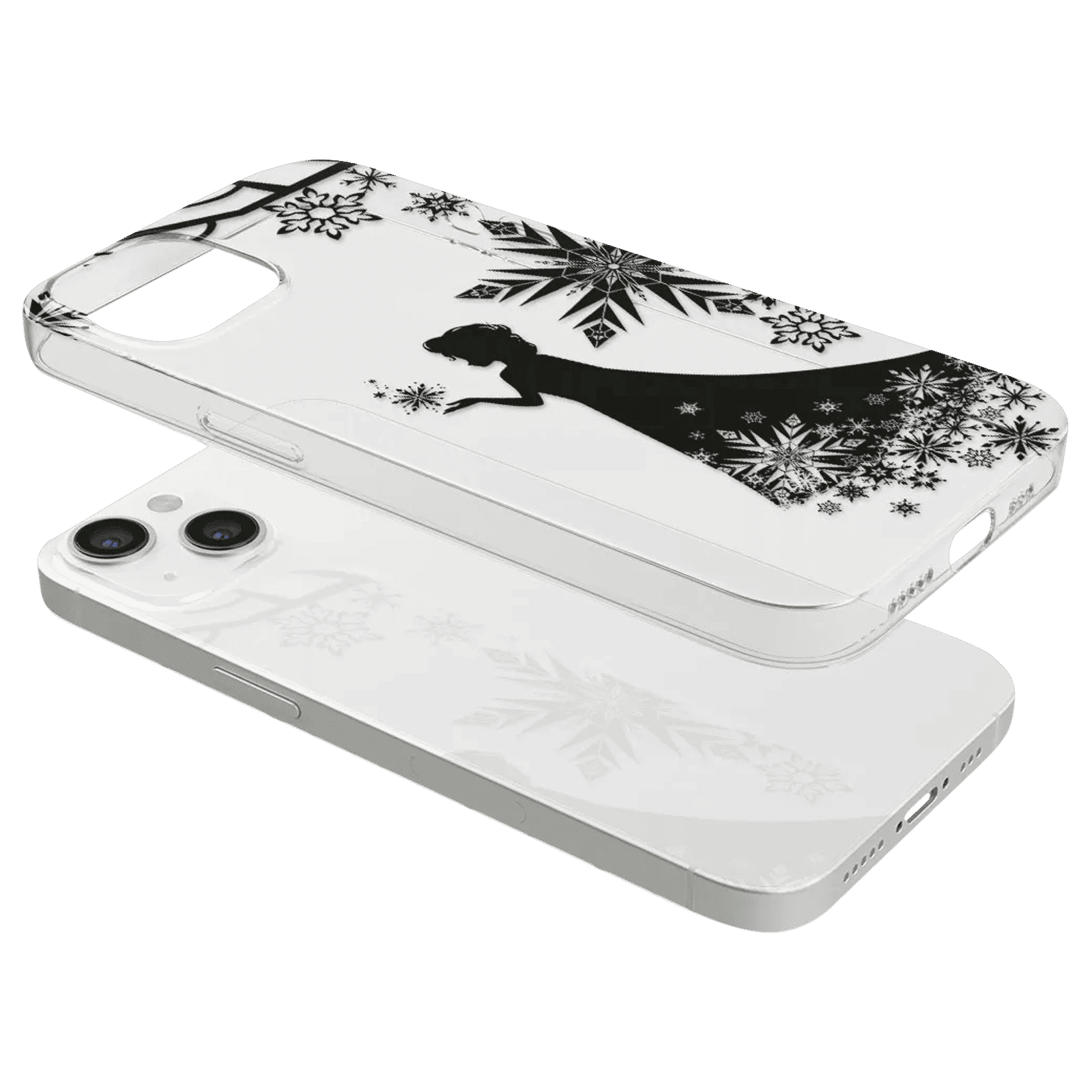 Macmerise Elsa Silhouette Silicone Back Cover for Apple iPhone 14 (Supports Wireless Charging, Clear Black)_10