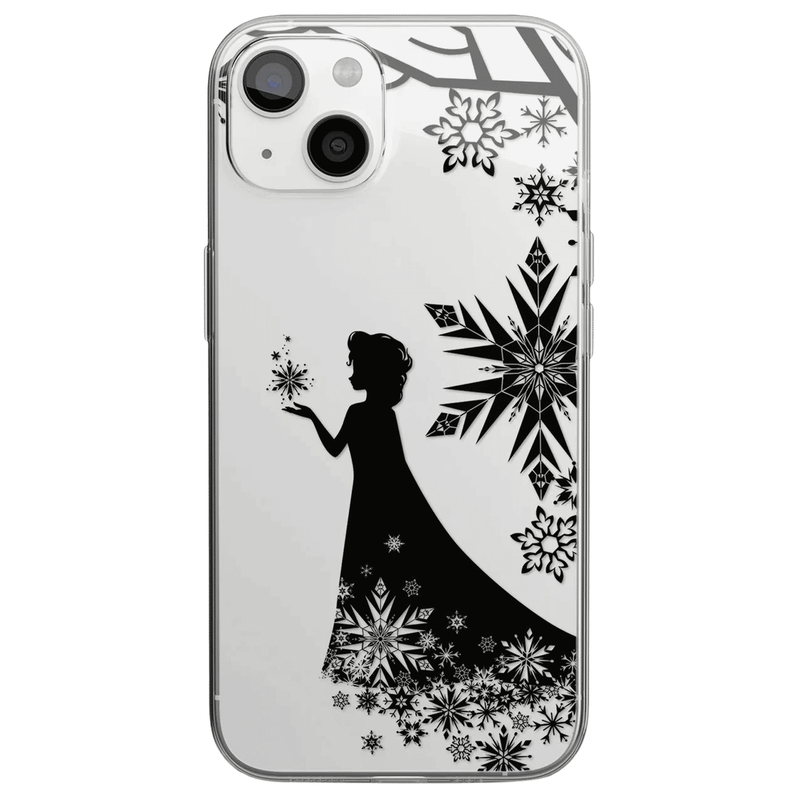 Macmerise Elsa Silhouette Silicone Back Cover for Apple iPhone 14 (Supports Wireless Charging, Clear Black)_3