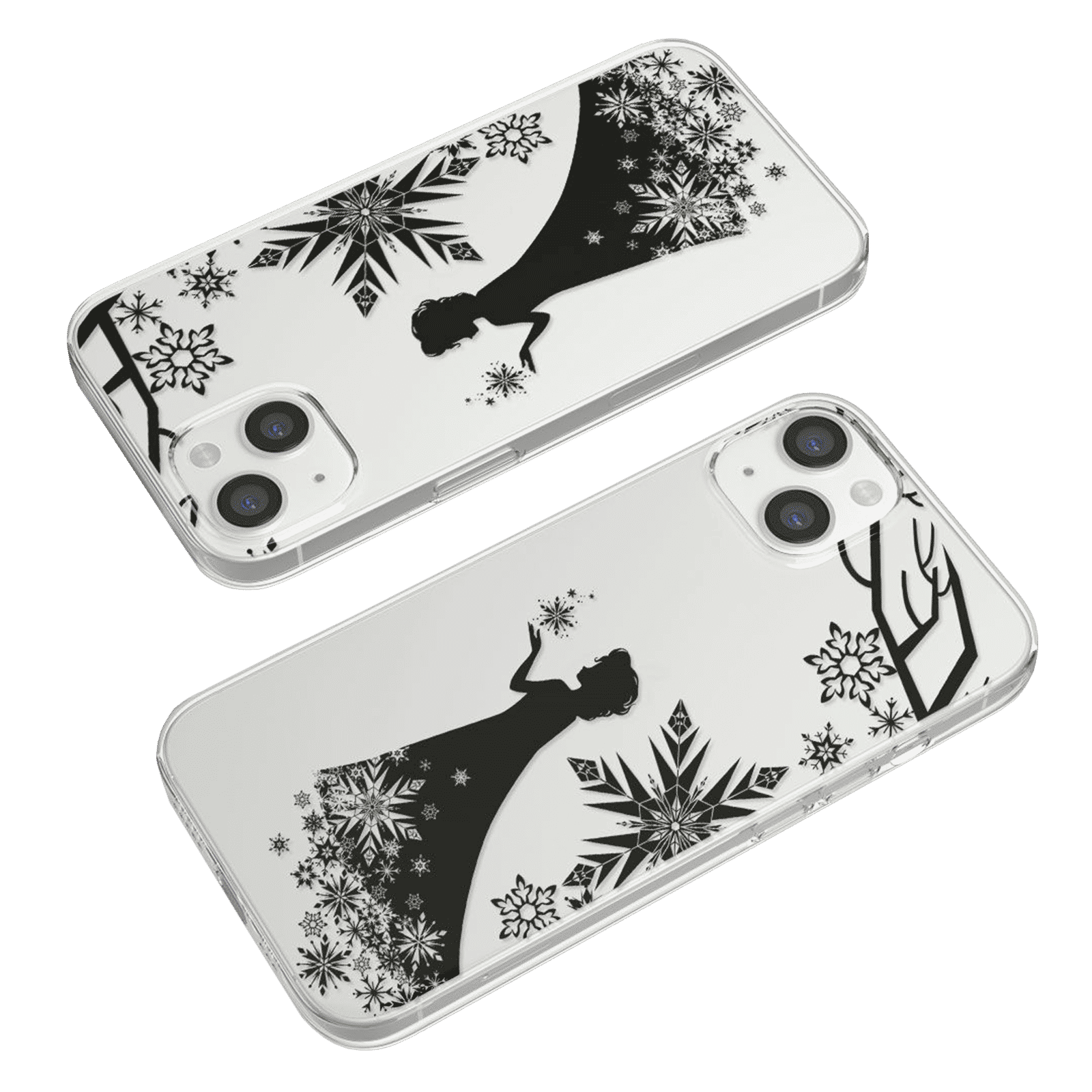 Macmerise Elsa Silhouette Silicone Back Cover for Apple iPhone 14 (Supports Wireless Charging, Clear Black)_4