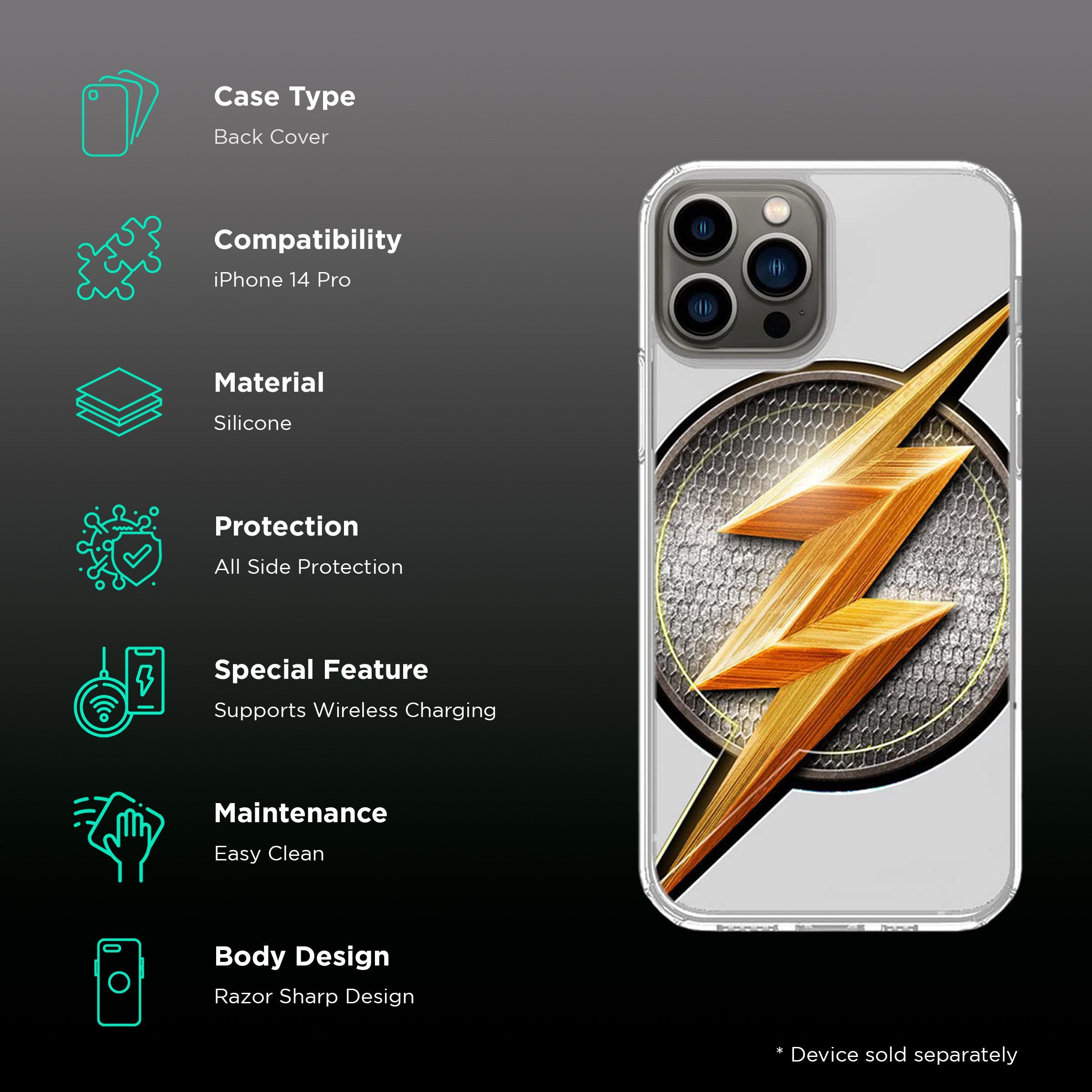 Macmerise Flash Storm Silicone Back Cover for Apple iPhone 14 Pro (Supports Wireless Charging, Multi Color)_2