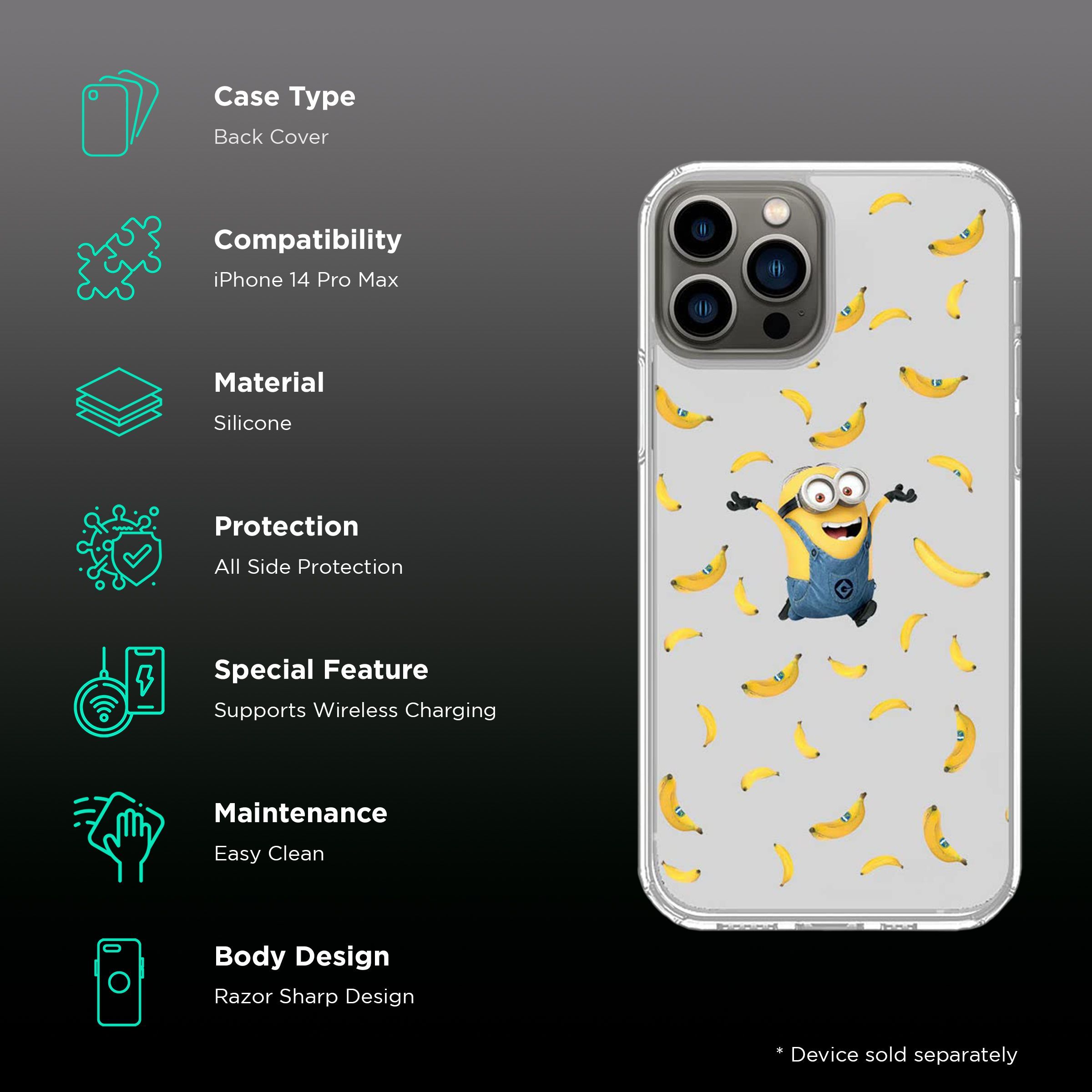 Macmerise Go Bananas Silicone Back Cover for Apple iPhone 14 Pro Max (Supports Wireless Charging, Multi Color)_2