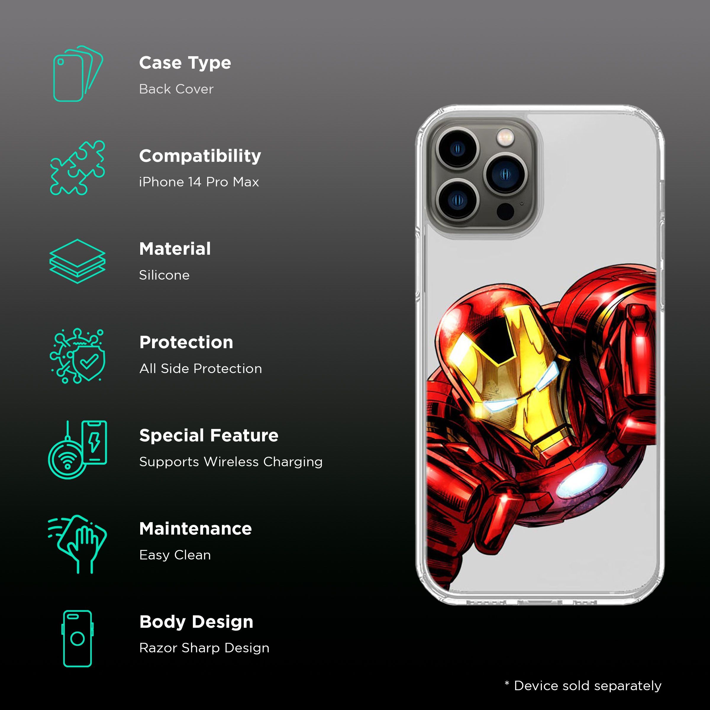 Macmerise Ironvenger Silicone Back Cover for Apple iPhone 14 Pro Max (Supports Wireless Charging, Multi Color) Macmerise Ironvenger Silicone Back Cover for Apple iPhone 14 Pro Max (Supports Wireless Charging, Multi Color)_2