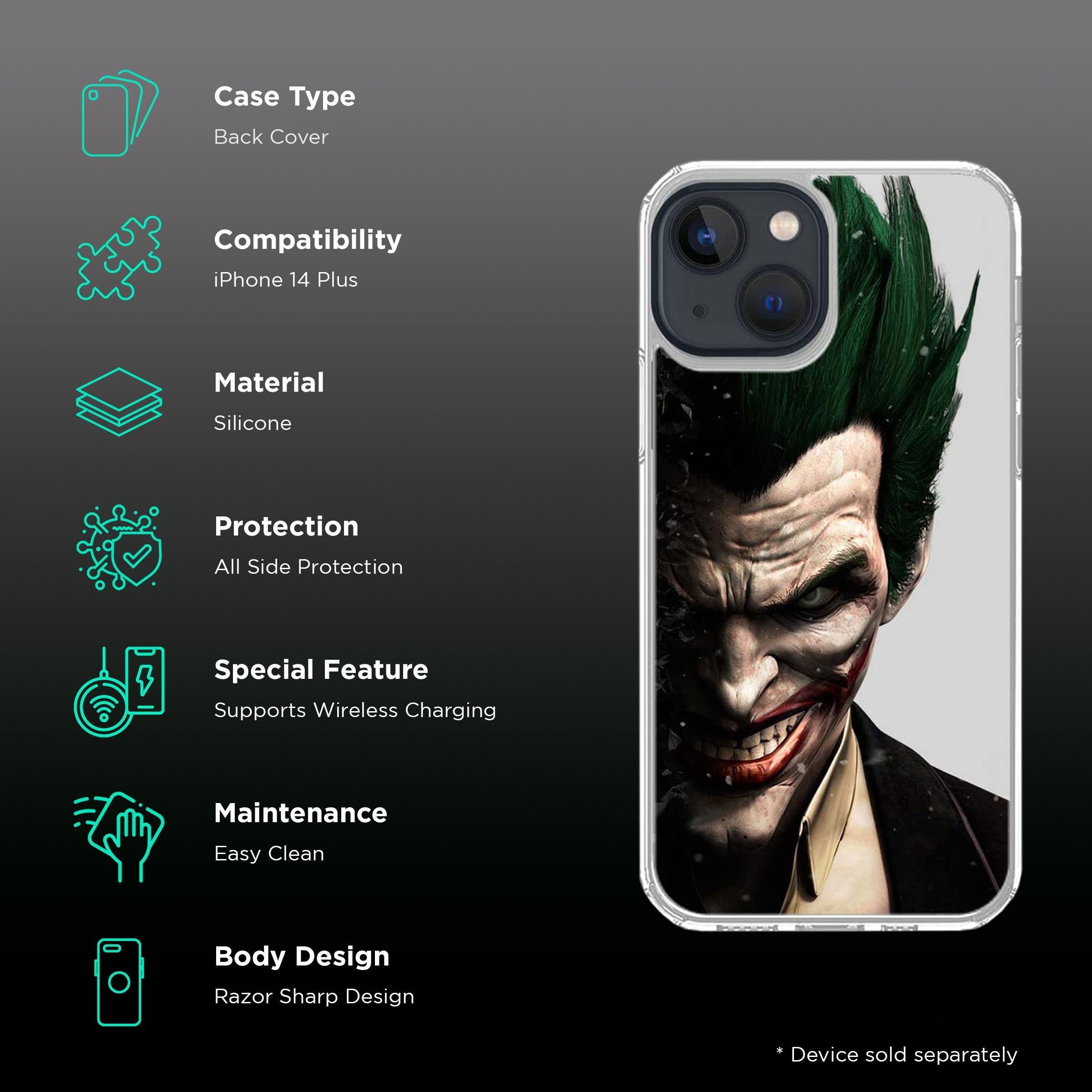 Macmerise Joker Withers Silicone Back Cover for Apple iPhone 14 Plus (Supports Wireless Charging, Multi Color)_2