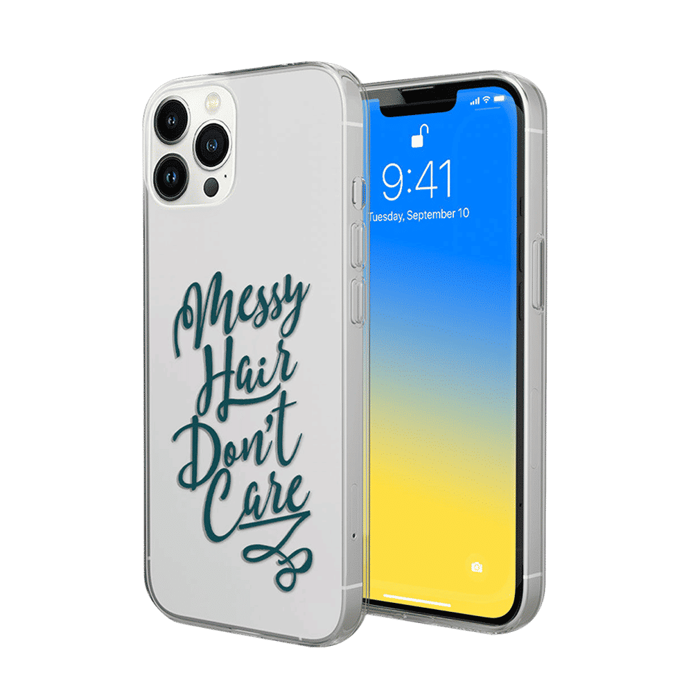 Macmerise Messy Hair Dont Care Silicone Back Cover for Apple iPhone 14 Pro (Supports Wireless Charging, Clear)_1