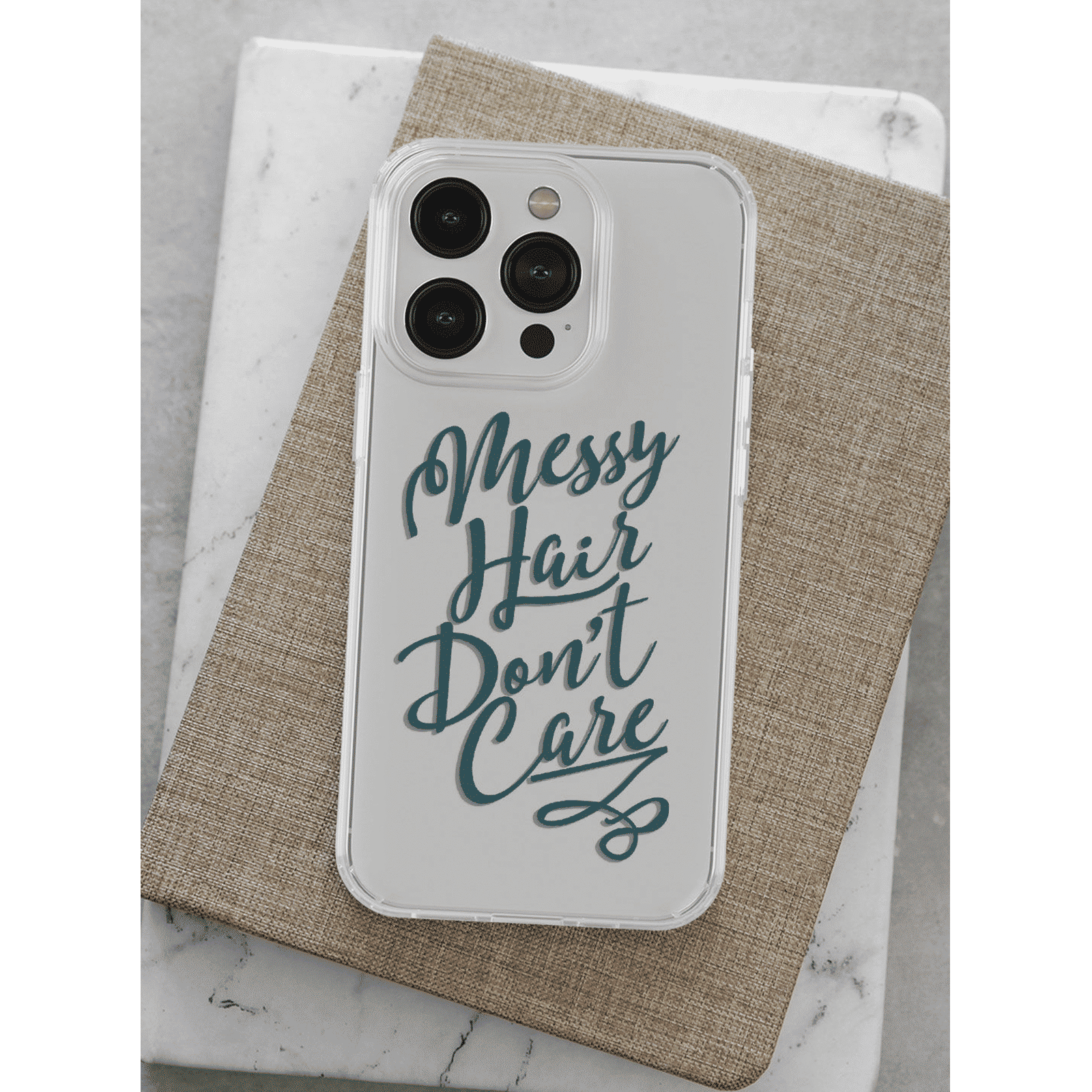 Macmerise Messy Hair Dont Care Silicone Back Cover for Apple iPhone 14 Pro (Supports Wireless Charging, Clear)_4
