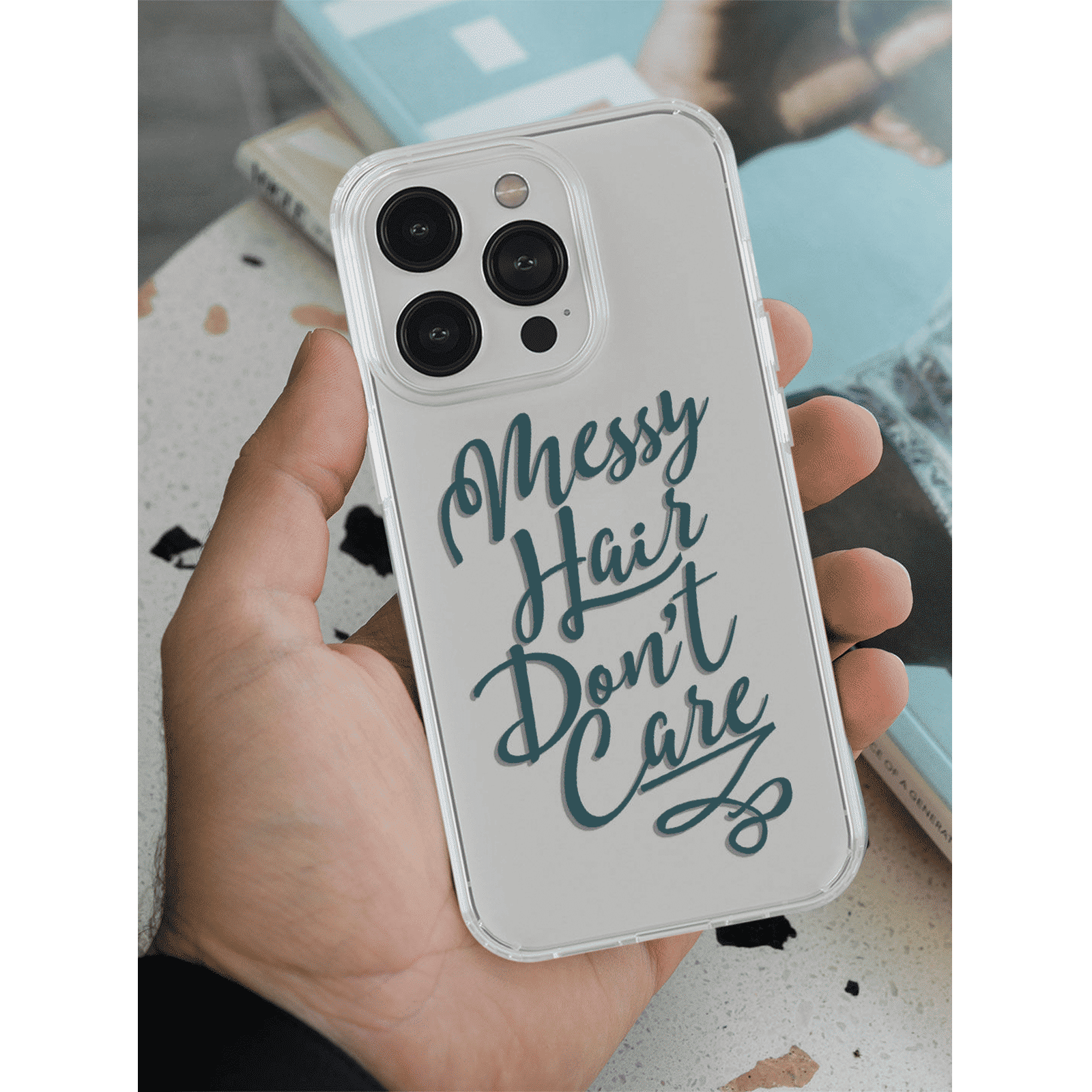 Macmerise Messy Hair Dont Care Silicone Back Cover for Apple iPhone 14 Pro (Supports Wireless Charging, Clear)_5