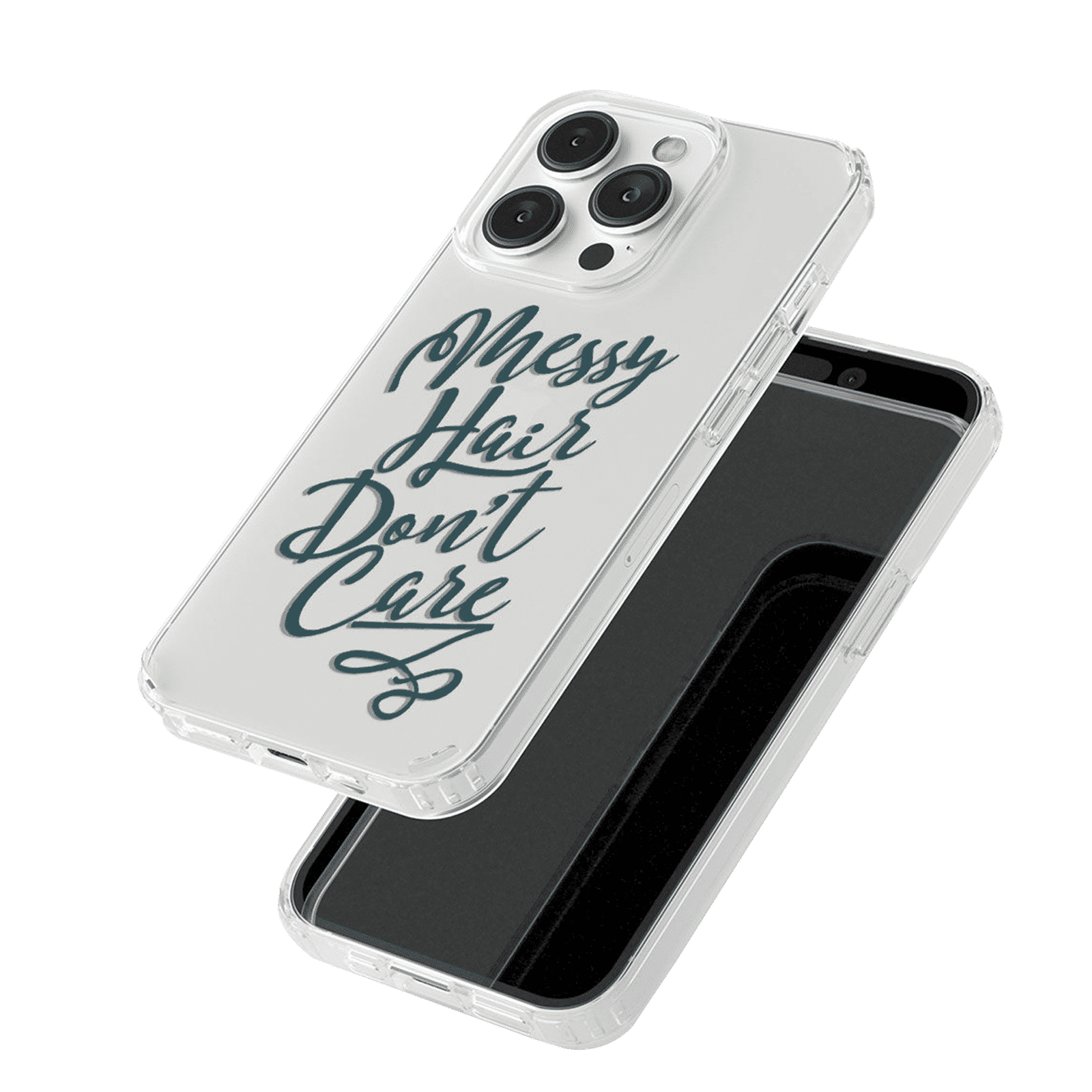 Macmerise Messy Hair Dont Care Silicone Back Cover for Apple iPhone 14 Pro (Supports Wireless Charging, Clear)_7