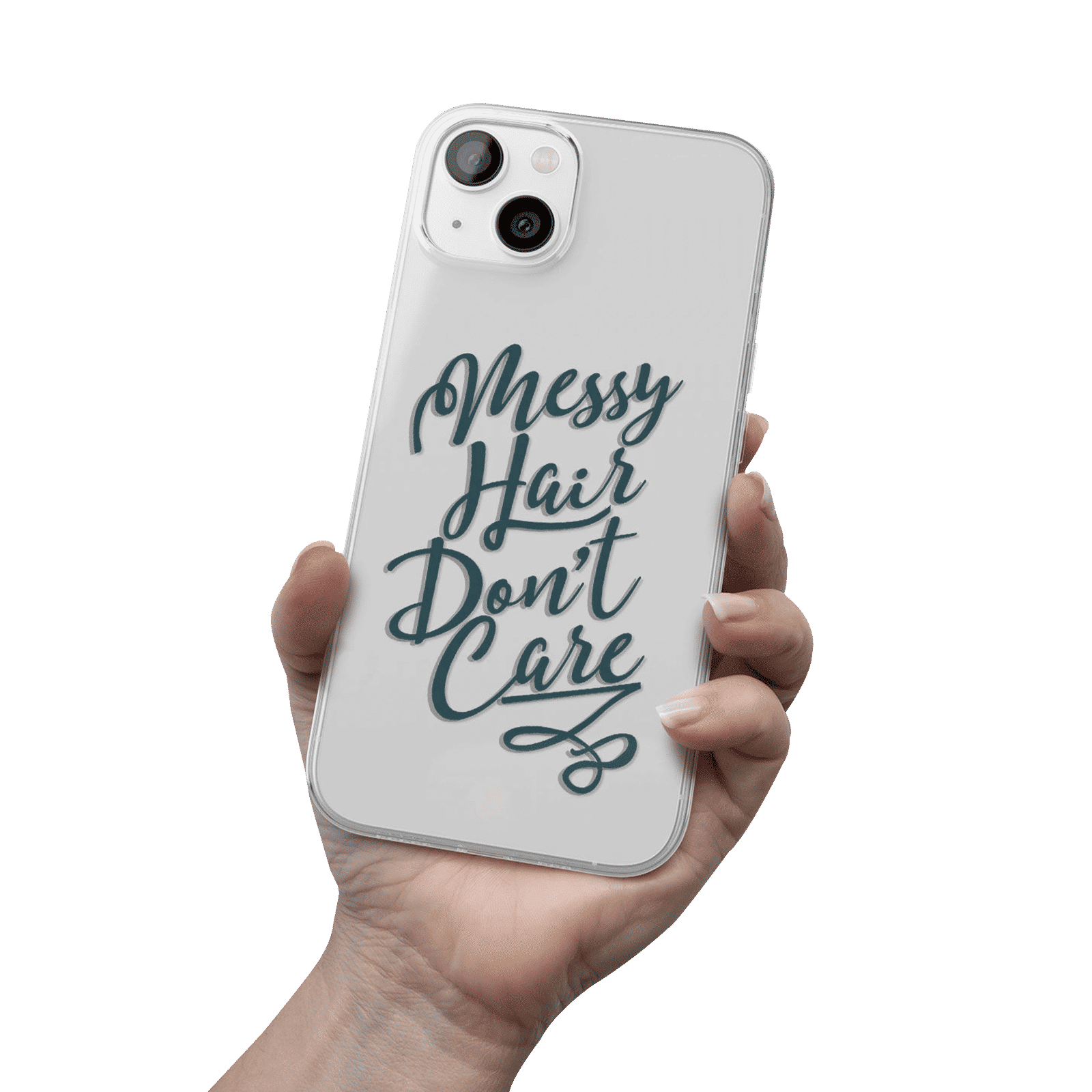 Macmerise Messy Hair Dont Care Silicone Back Cover for Apple iPhone 14 (Supports Wireless Charging, Clear)_7