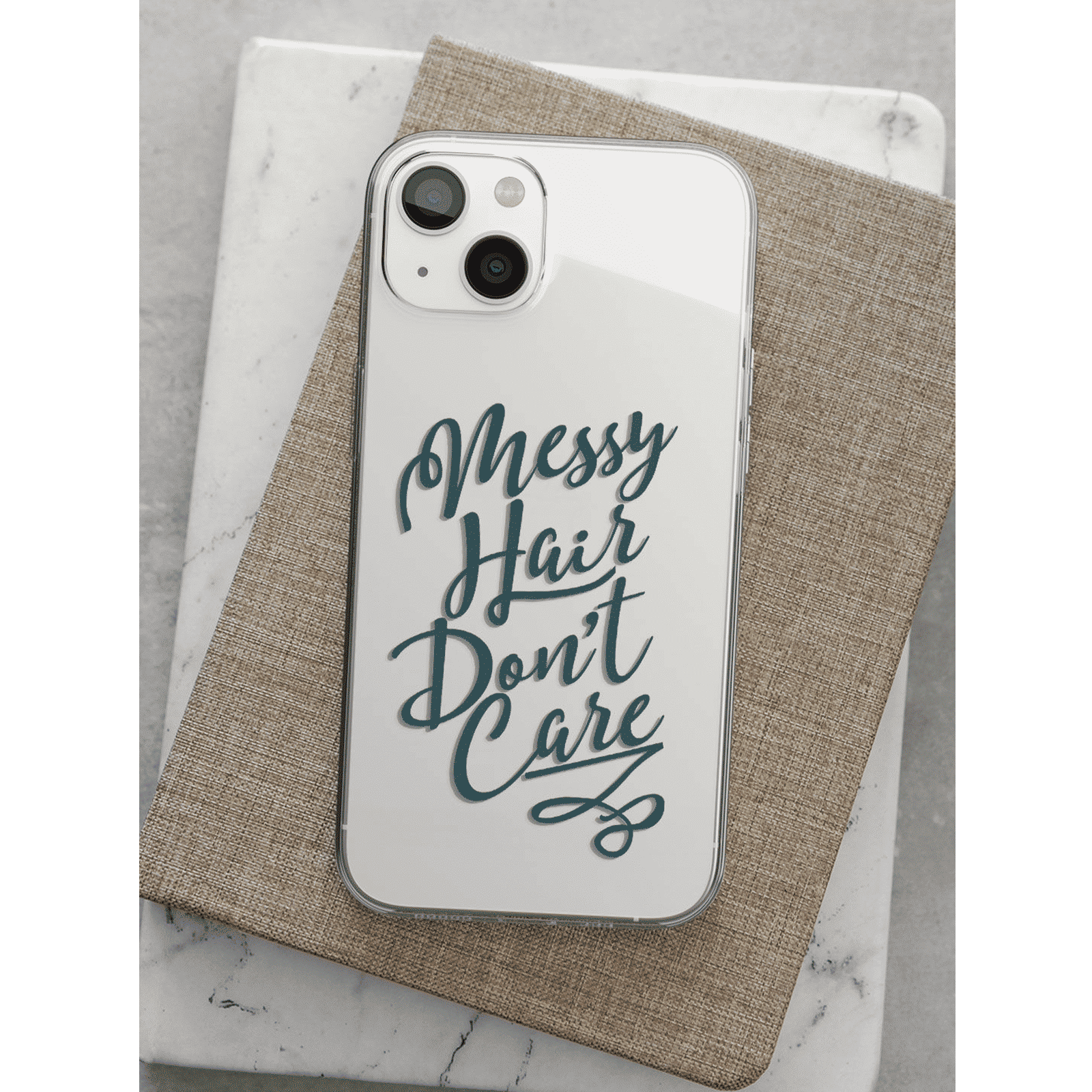 Macmerise Messy Hair Dont Care Silicone Back Cover for Apple iPhone 14 (Supports Wireless Charging, Clear)_3