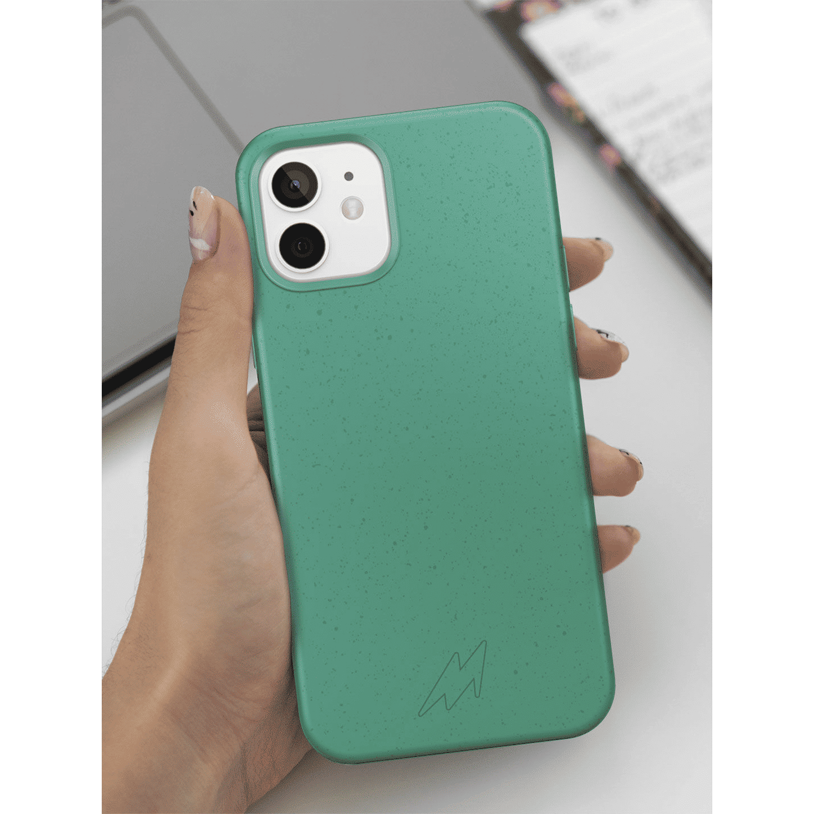 Macmerise Eco-ver Soft Bamboo & Starch Based Material Back Cover for Apple iPhone 14 Pro (Supports Wireless Charging, Mint Green)_5
