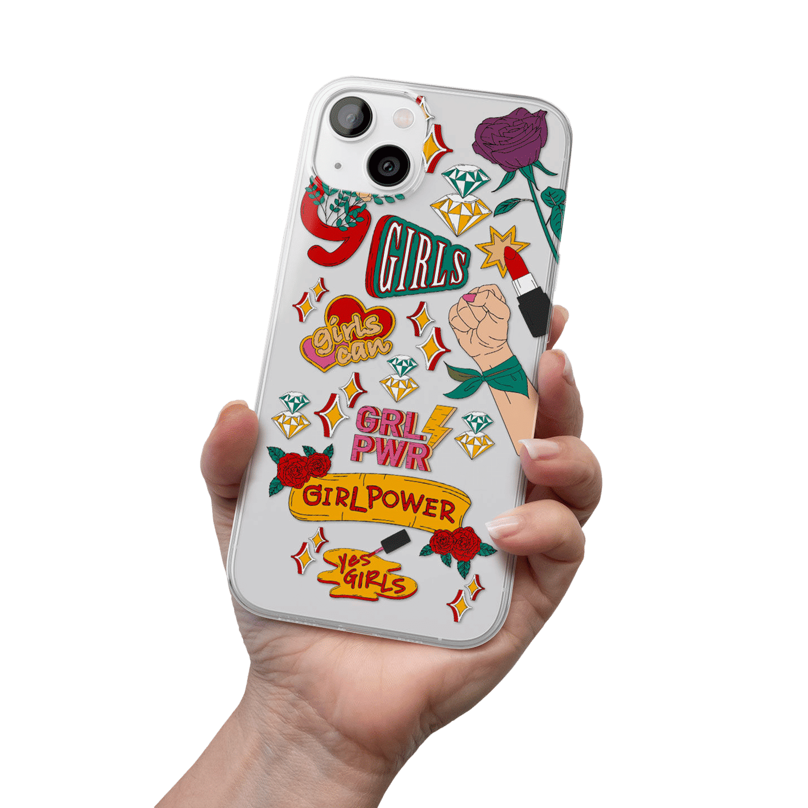 Macmerise SK Girl Power Silicone Back Cover for Apple iPhone 14 Plus (Supports Wireless Charging, Multi Color)_4