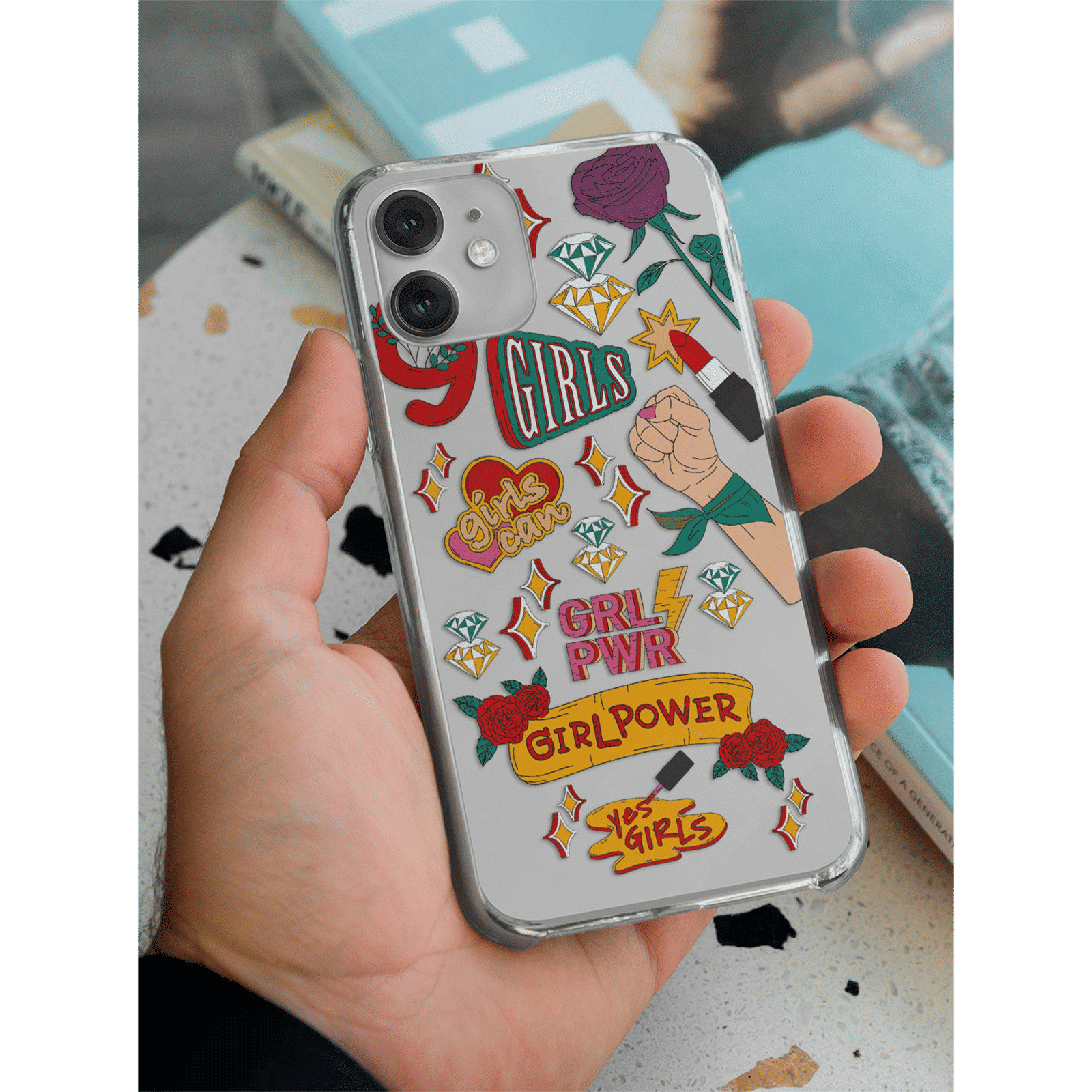 Macmerise SK Girl Power Silicone Back Cover for Apple iPhone 14 Plus (Supports Wireless Charging, Multi Color)_5