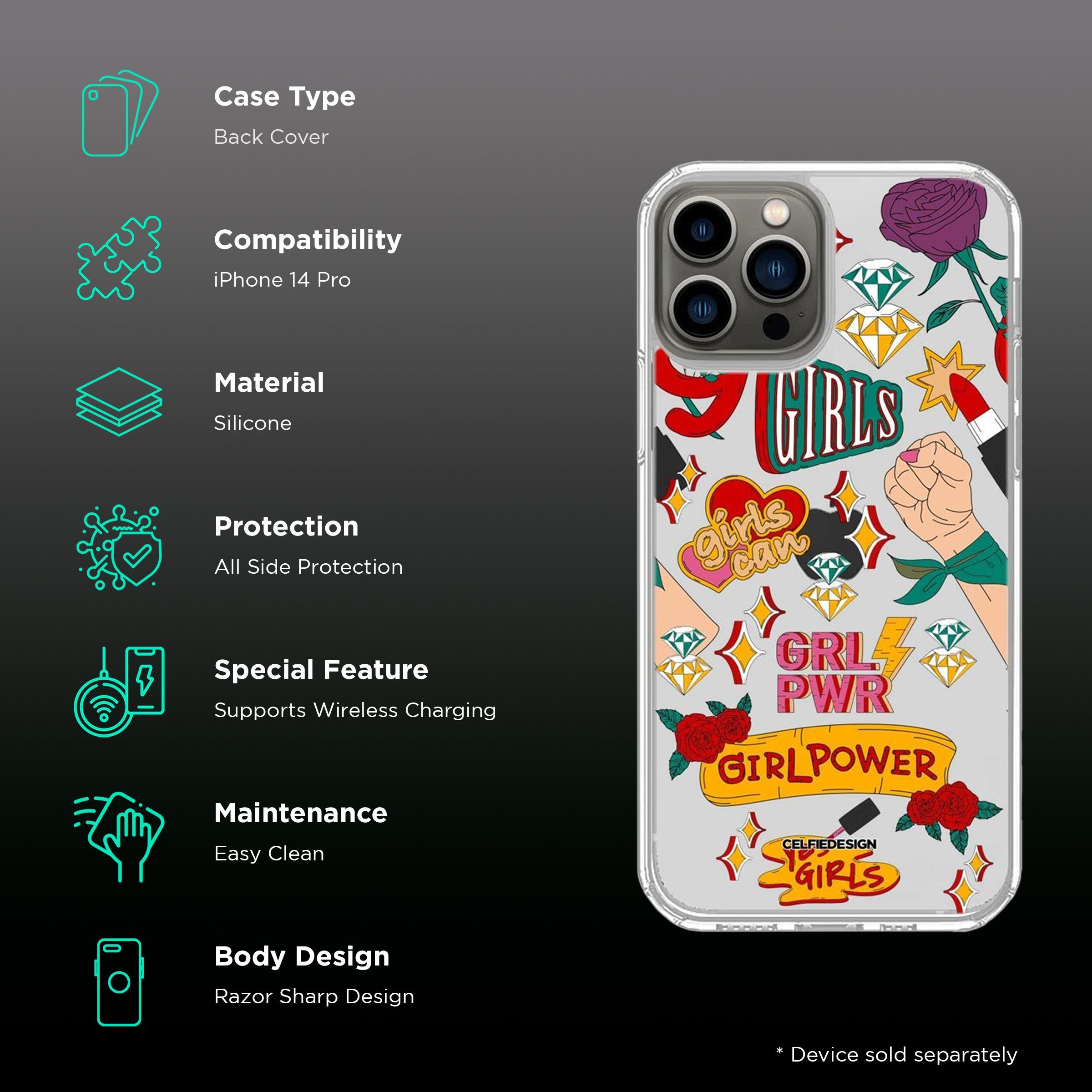 Macmerise SK Girl Power Silicone Back Cover for Apple iPhone 14 Pro (Supports Wireless Charging, Multi Color) Macmerise SK Girl Power Silicone Back Cover for Apple iPhone 14 Pro (Supports Wireless Charging, Multi Color)_2