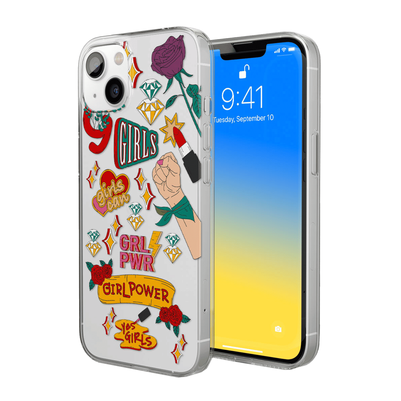 Macmerise SK Girl Power Silicone Back Cover for Apple iPhone 14 (Supports Wireless Charging, Multi Color)_1