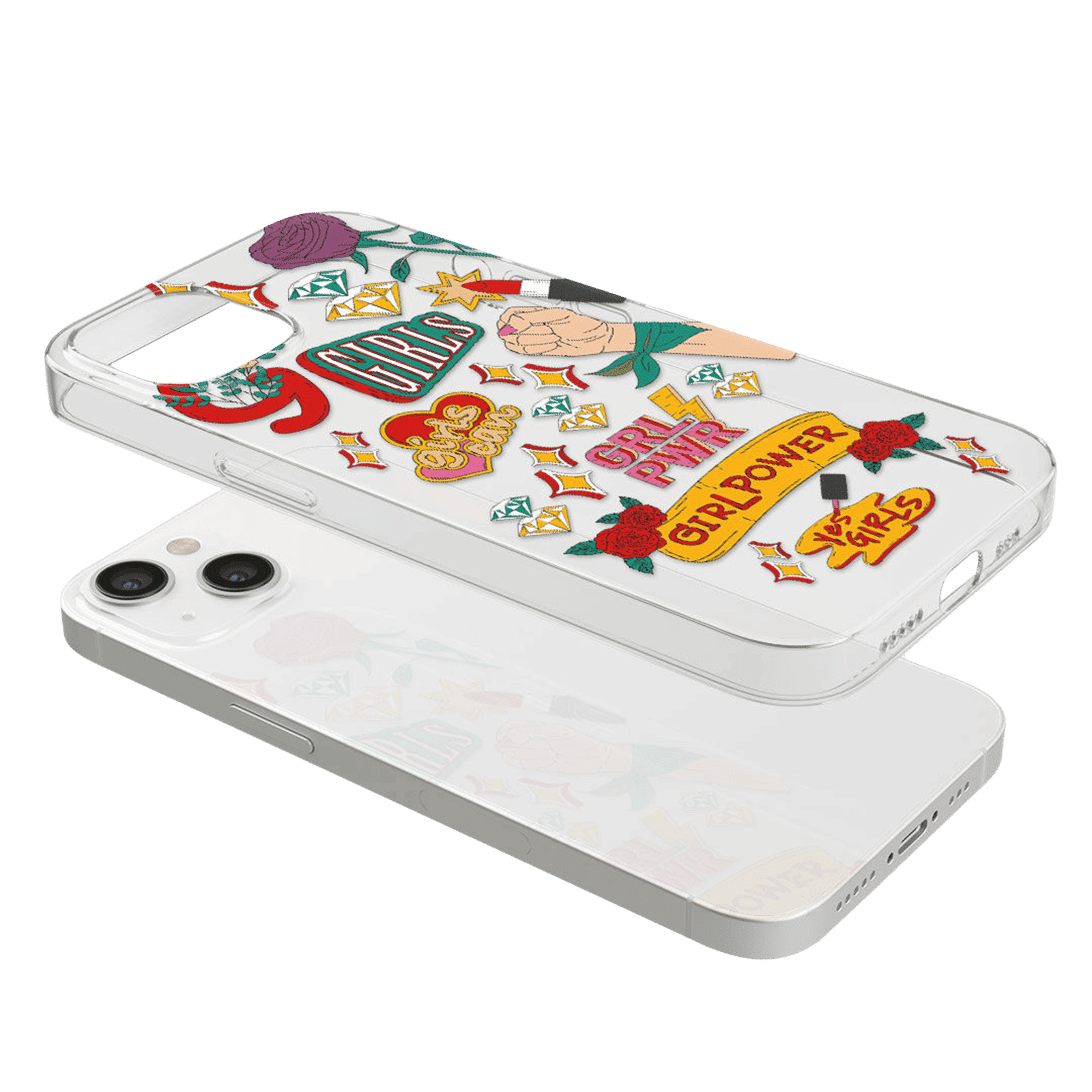 Macmerise SK Girl Power Silicone Back Cover for Apple iPhone 14 (Supports Wireless Charging, Multi Color)_8