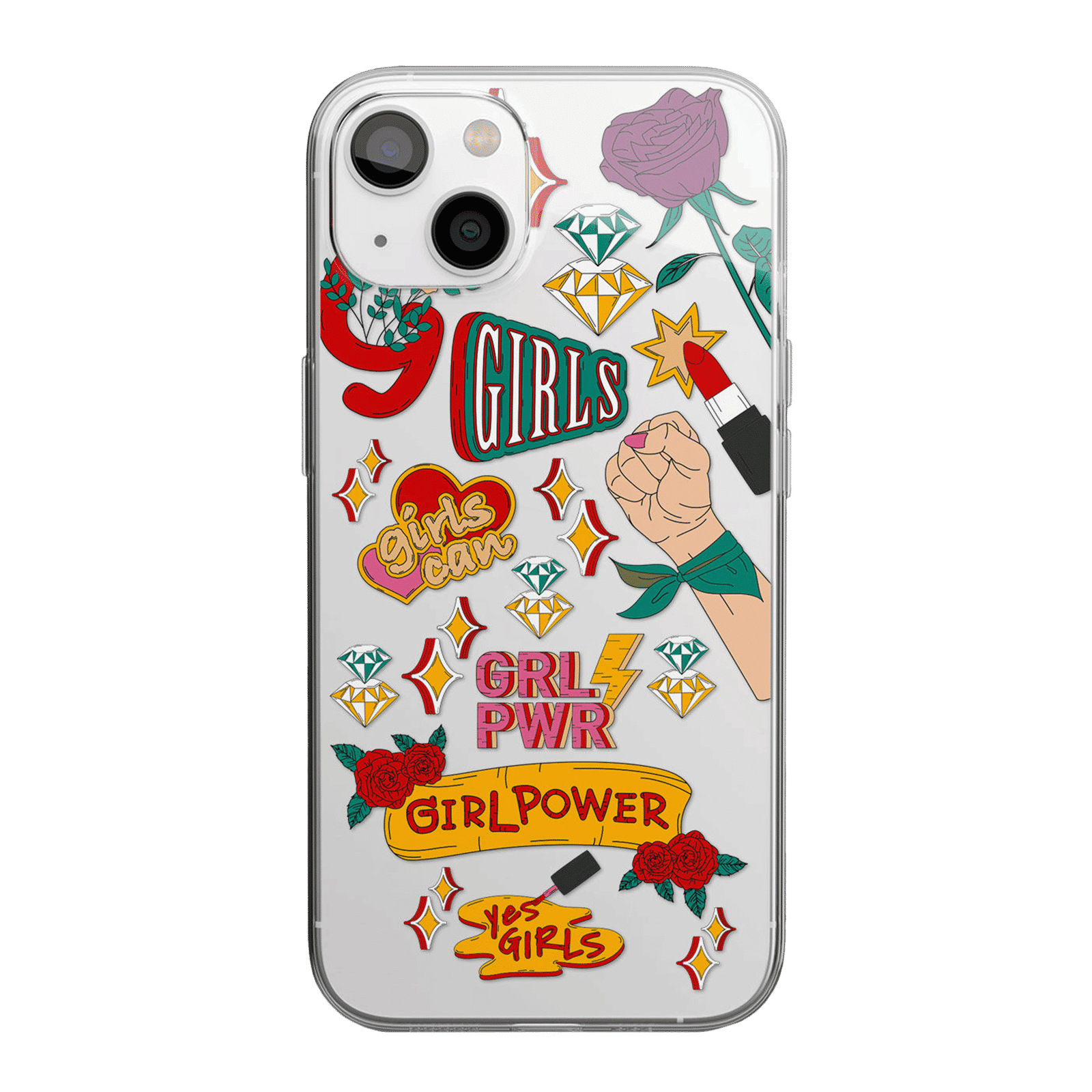 Macmerise SK Girl Power Silicone Back Cover for Apple iPhone 14 (Supports Wireless Charging, Multi Color)_3