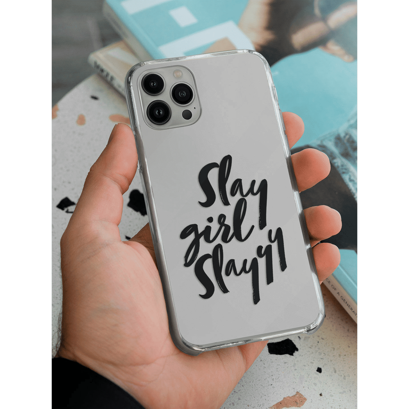 Macmerise Slay Girl Slay Silicone Back Cover for Apple iPhone 14 Pro Max (Supports Wireless Charging, Clear)_9