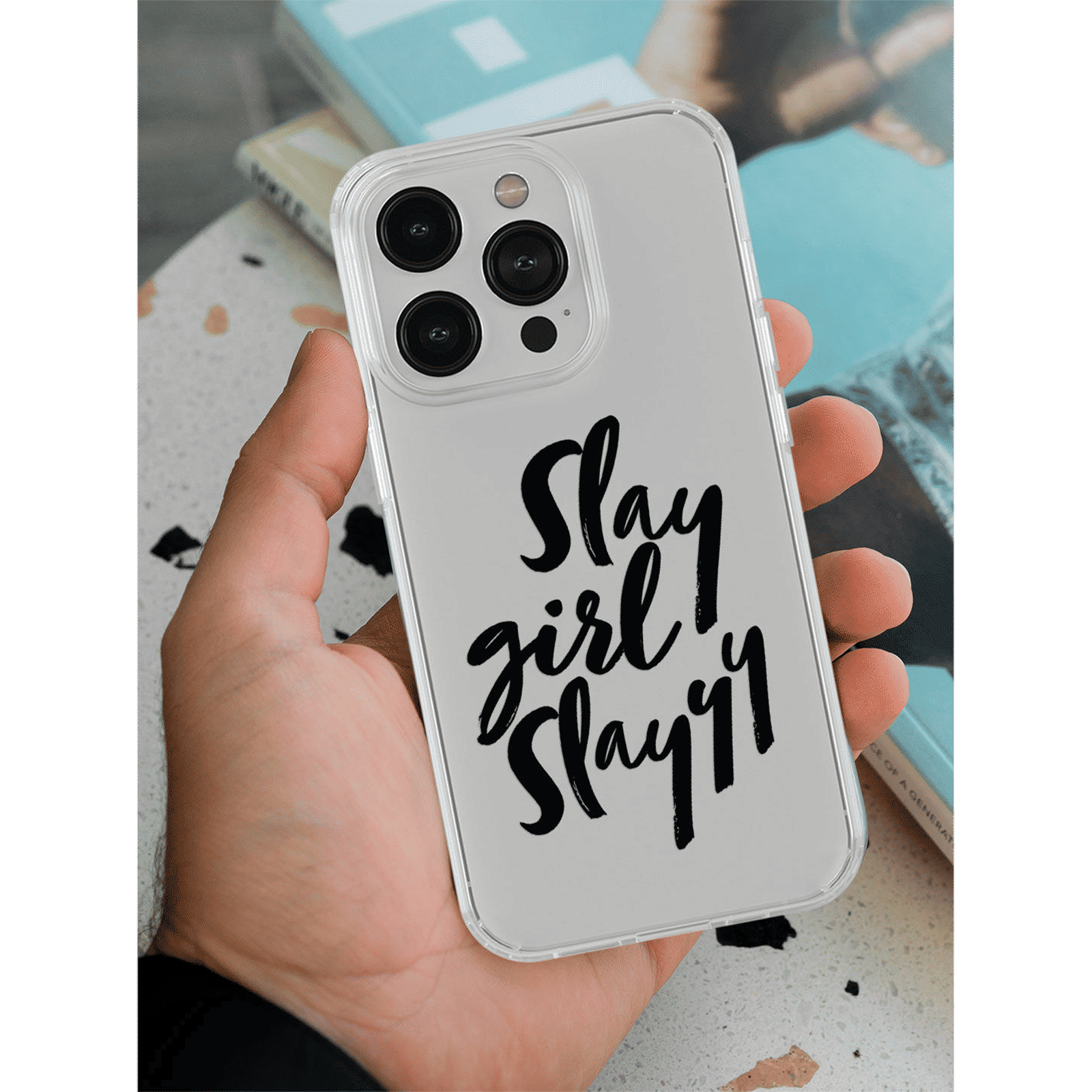 Macmerise Slay Girl Slay Silicone Back Cover for Apple iPhone 14 Pro (Supports Wireless Charging, Clear)_5